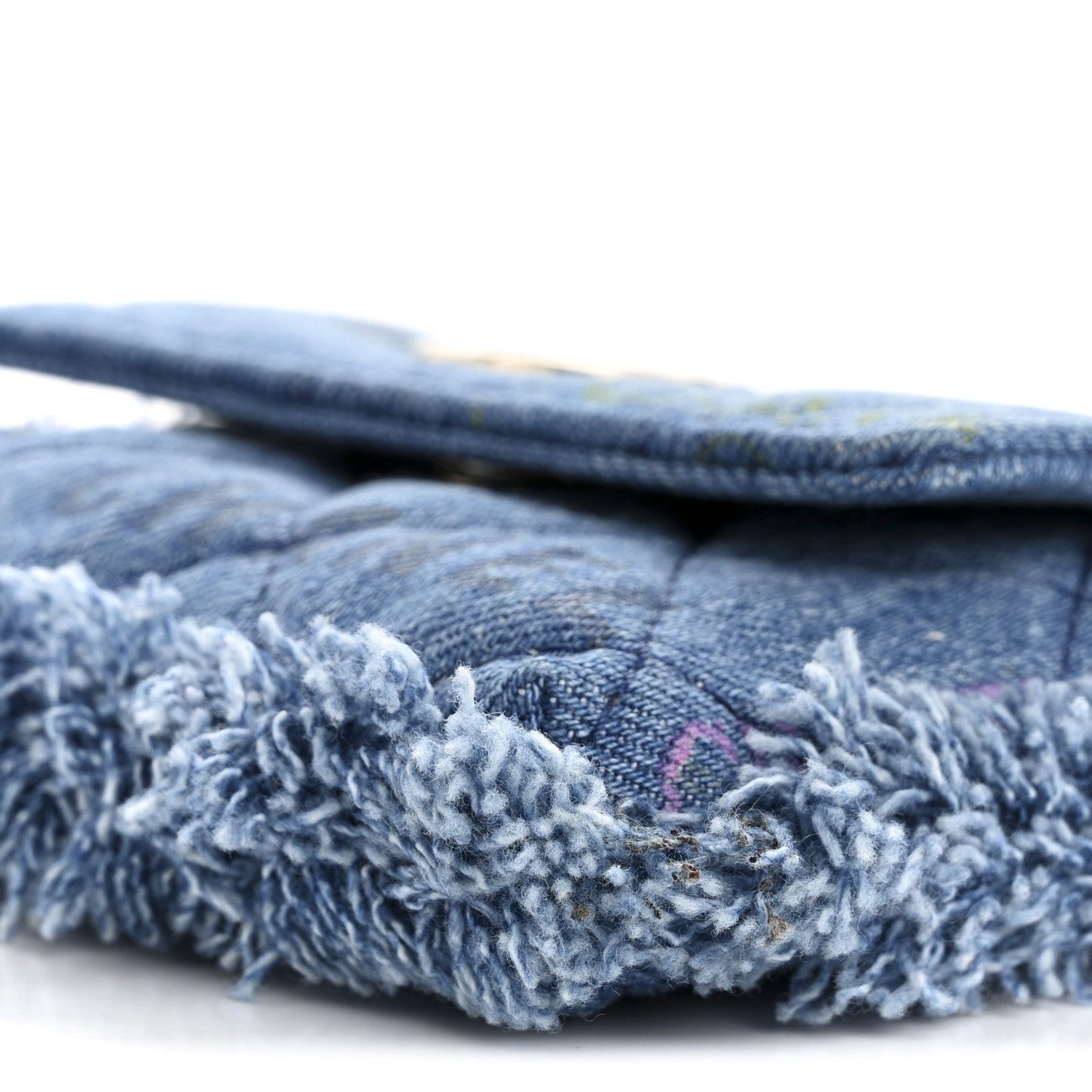 Denim Quilted Denim Mood Clutch With Chain Blue Multicolor