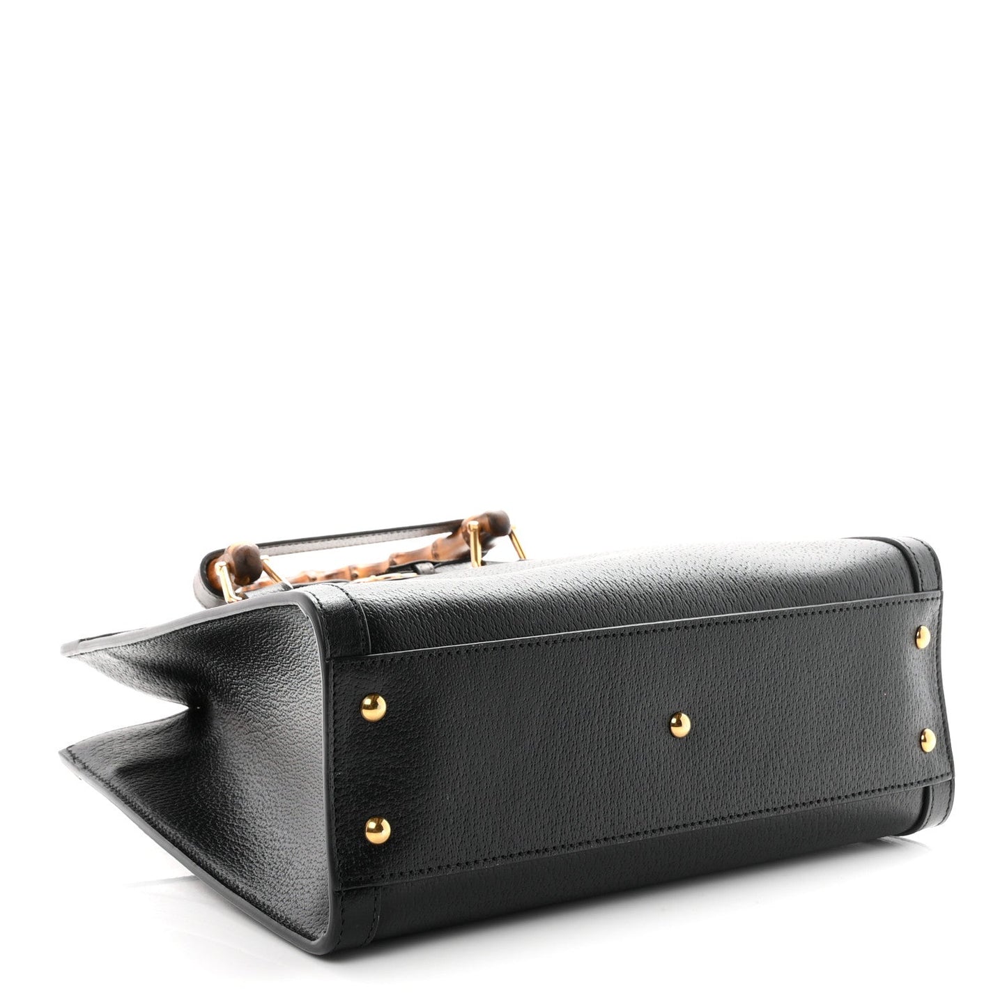 Textured Dollar Calfskin Web Small Diana Tote Bag Black Dusty Grey