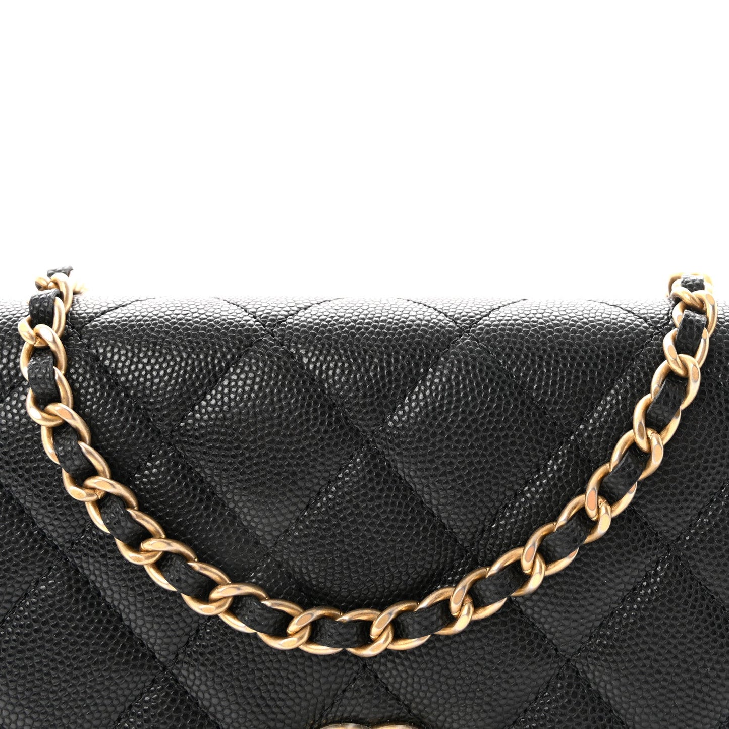 Caviar Quilted Medallion Wallet on Chain WOC Black