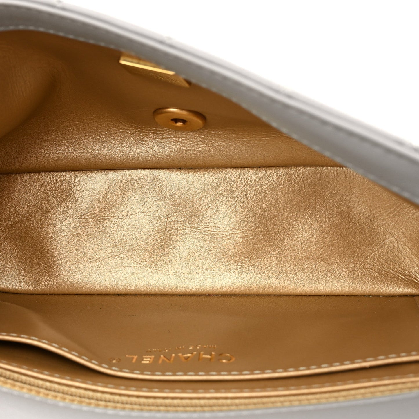 Lambskin Quilted Mini Rectangular Pearl Crush Flap Grey