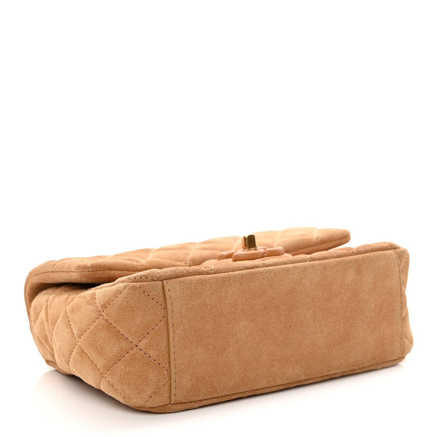 Suede Quilted Mini Flap Dark Beige