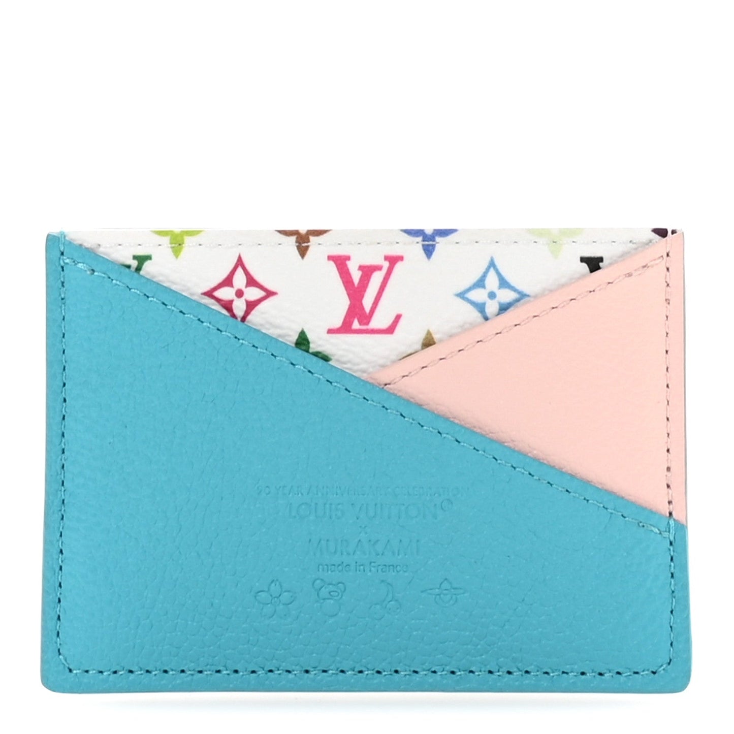 LV X TM Monogram Multicolor Criss-Cross Card Holder Kabira Blue Rose