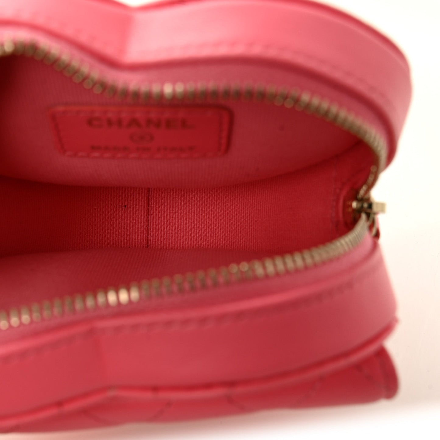 Lambskin Quilted CC In Love Heart Waist Belt Bag With Chain Pink