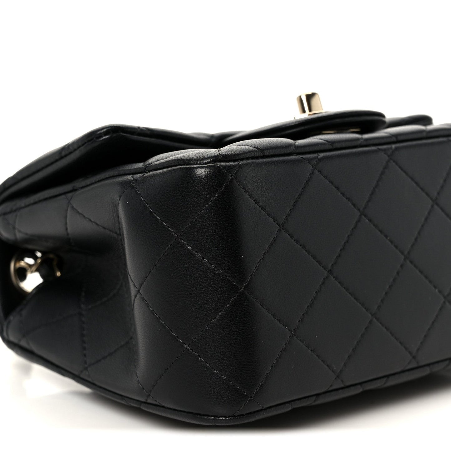 Lambskin Quilted Mini Square Flap Black