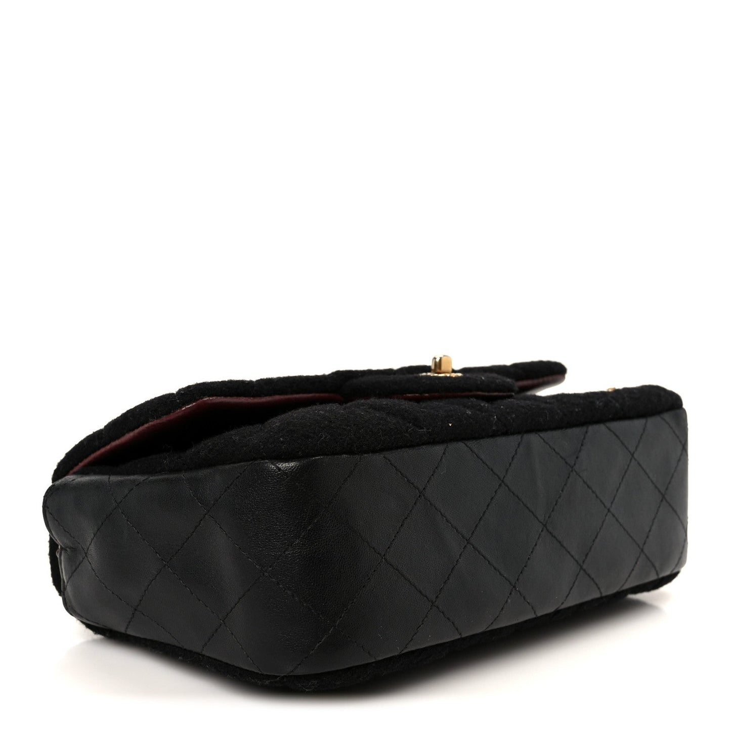 Felt Quilted Paris-Hamburg Charms Mini Rectangular Flap Black