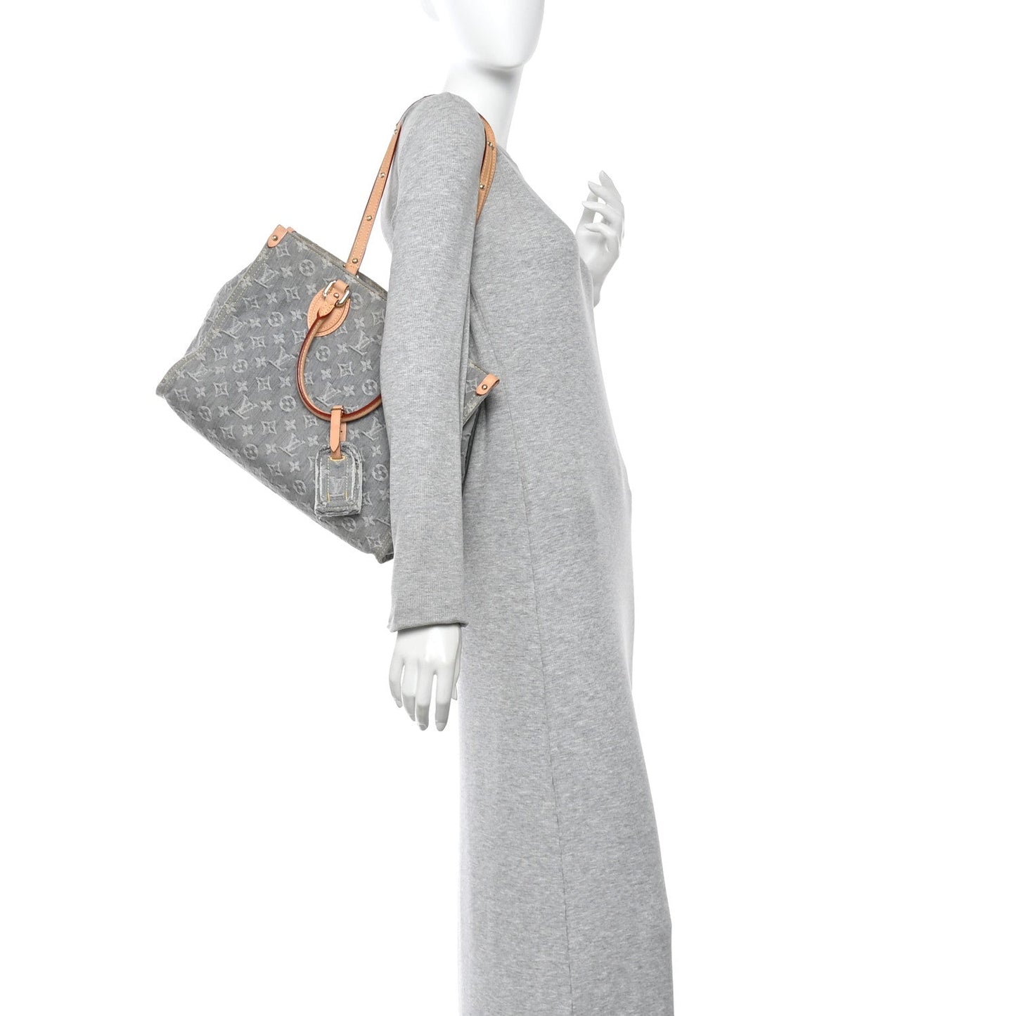 Monogram Denim Onthego MM Washed Grey