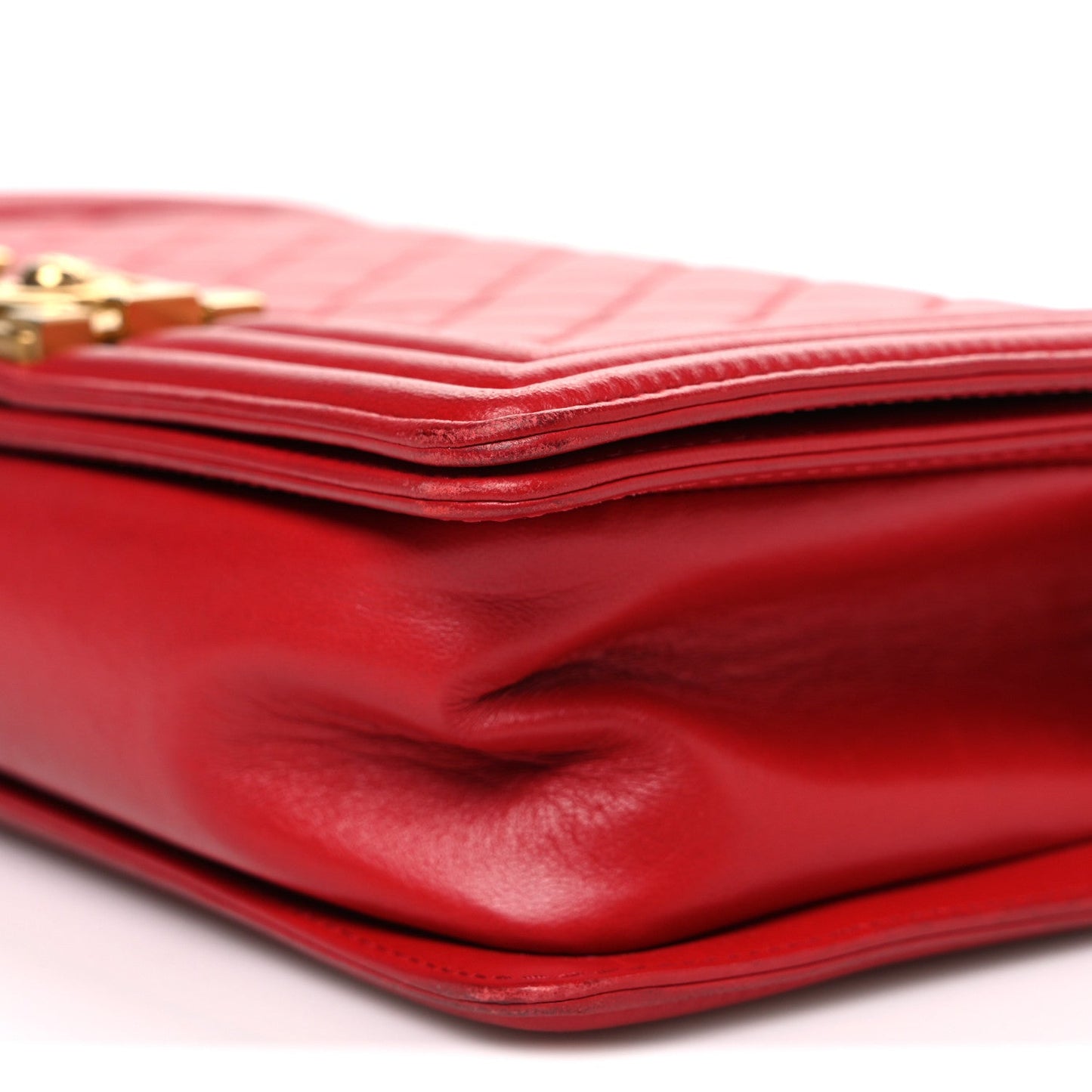 Lambskin Quilted Medium Boy Flap Red