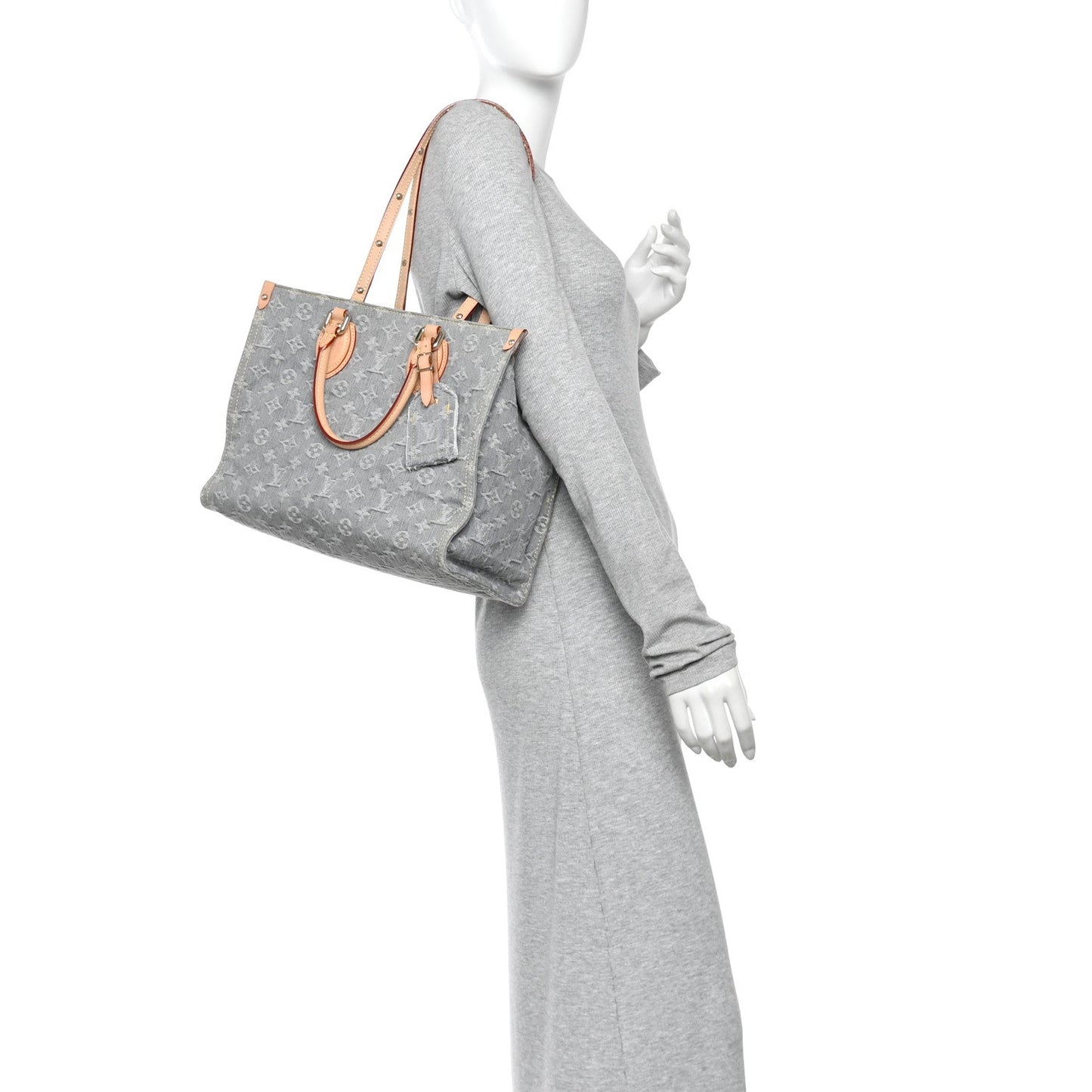 Monogram Denim Onthego MM Washed Gray