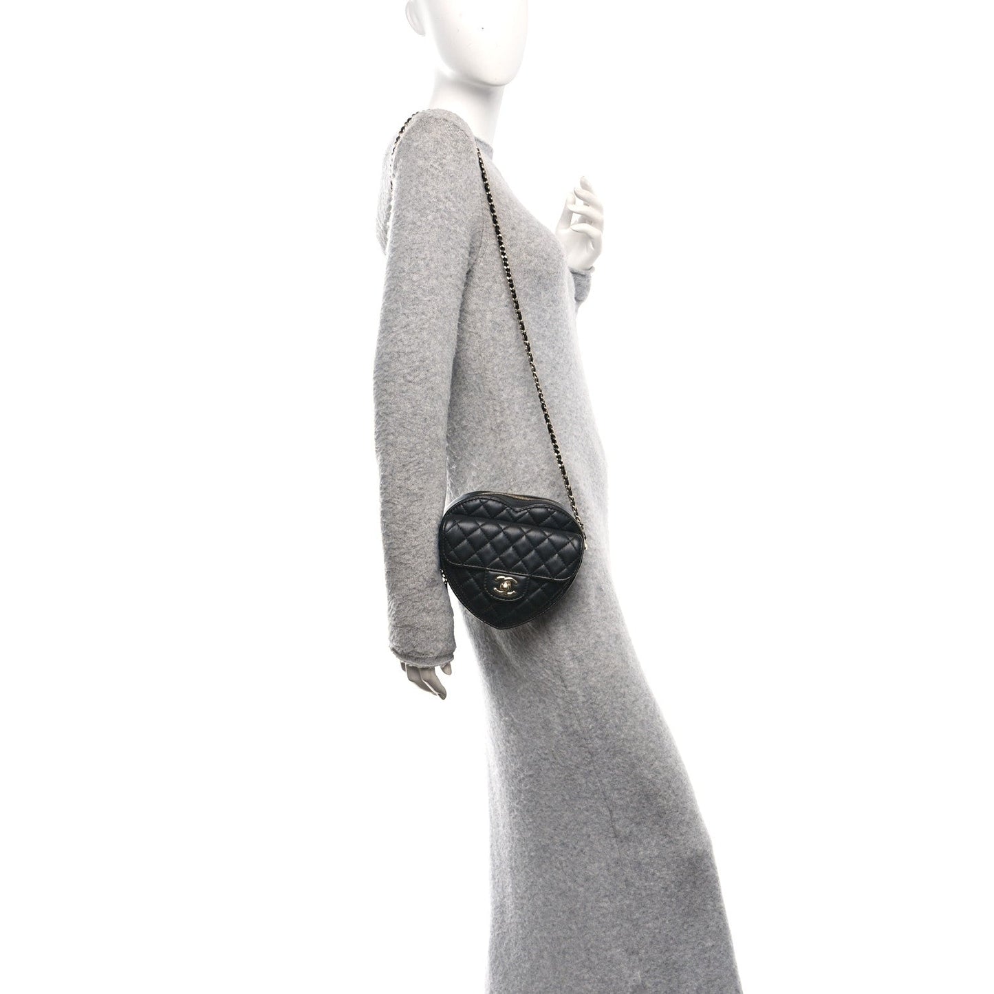 Lambskin Quilted CC In Love Heart Bag Black