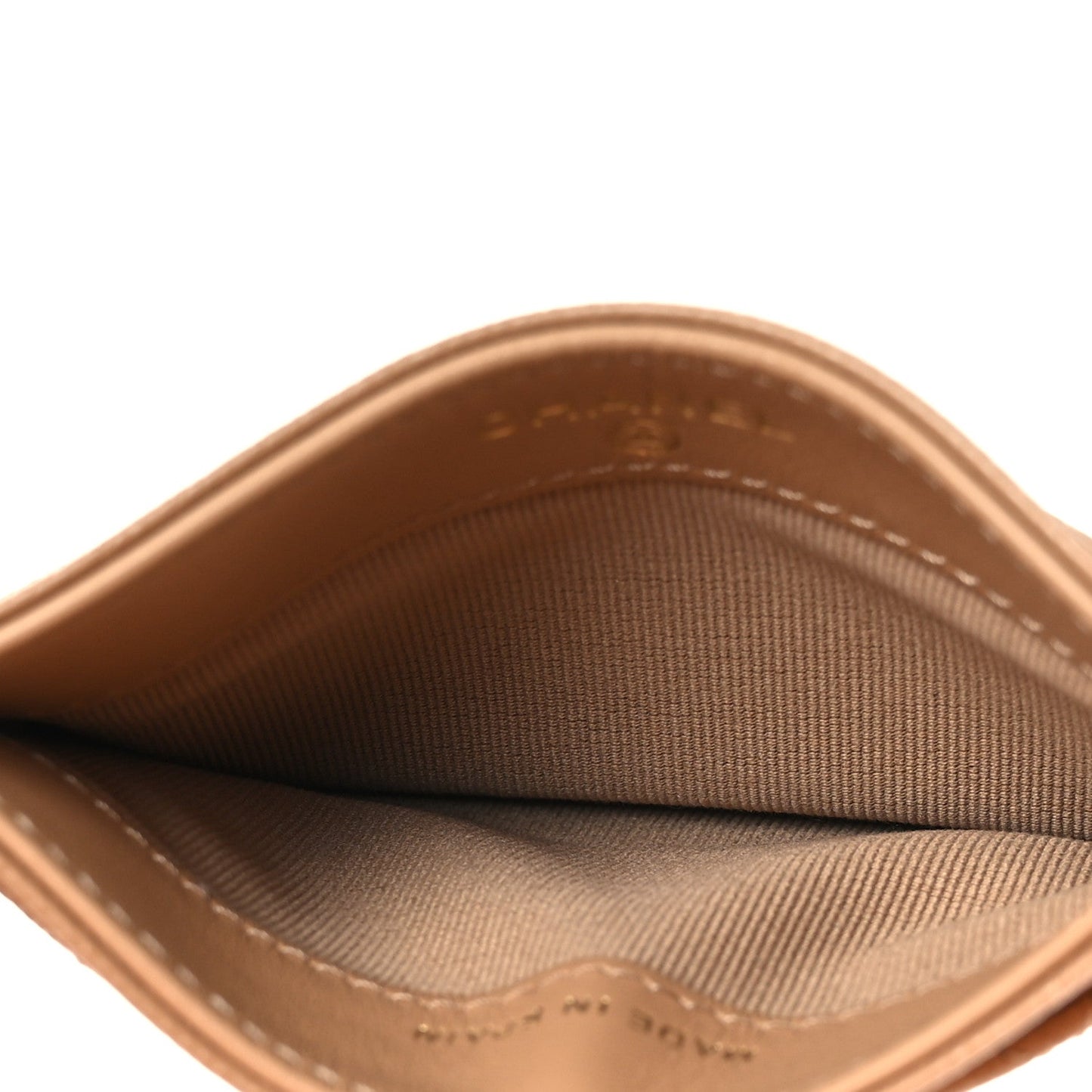 Caviar Quilted CC Card Holder Beige