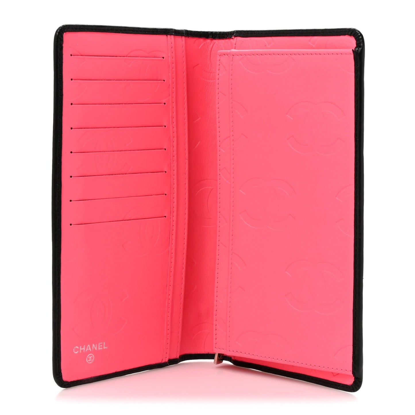 Calfskin Quilted Cambon Yen Wallet Black