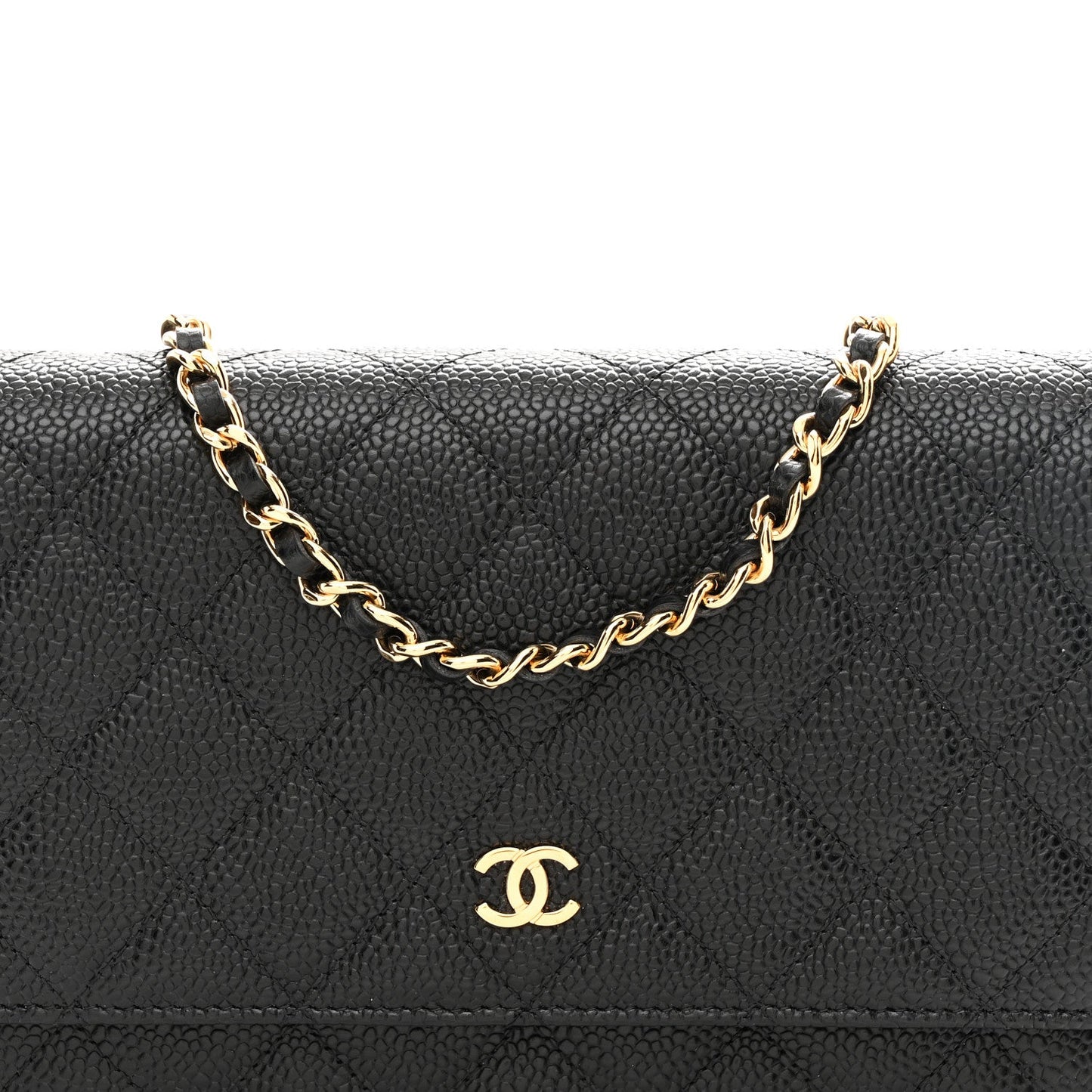 Caviar Quilted Wallet on Chain WOC Black