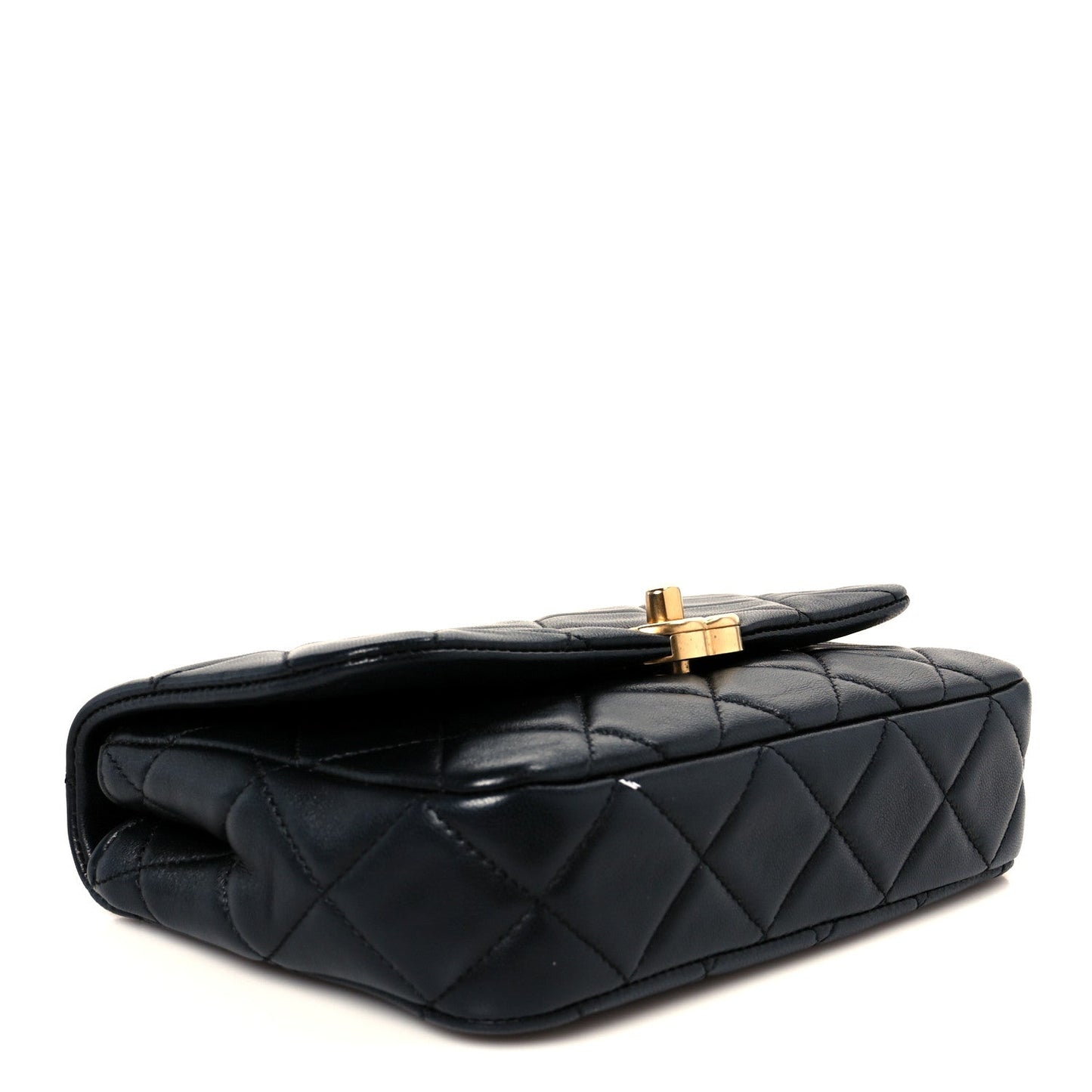 Lambskin Quilted  Pearl  Flap Black