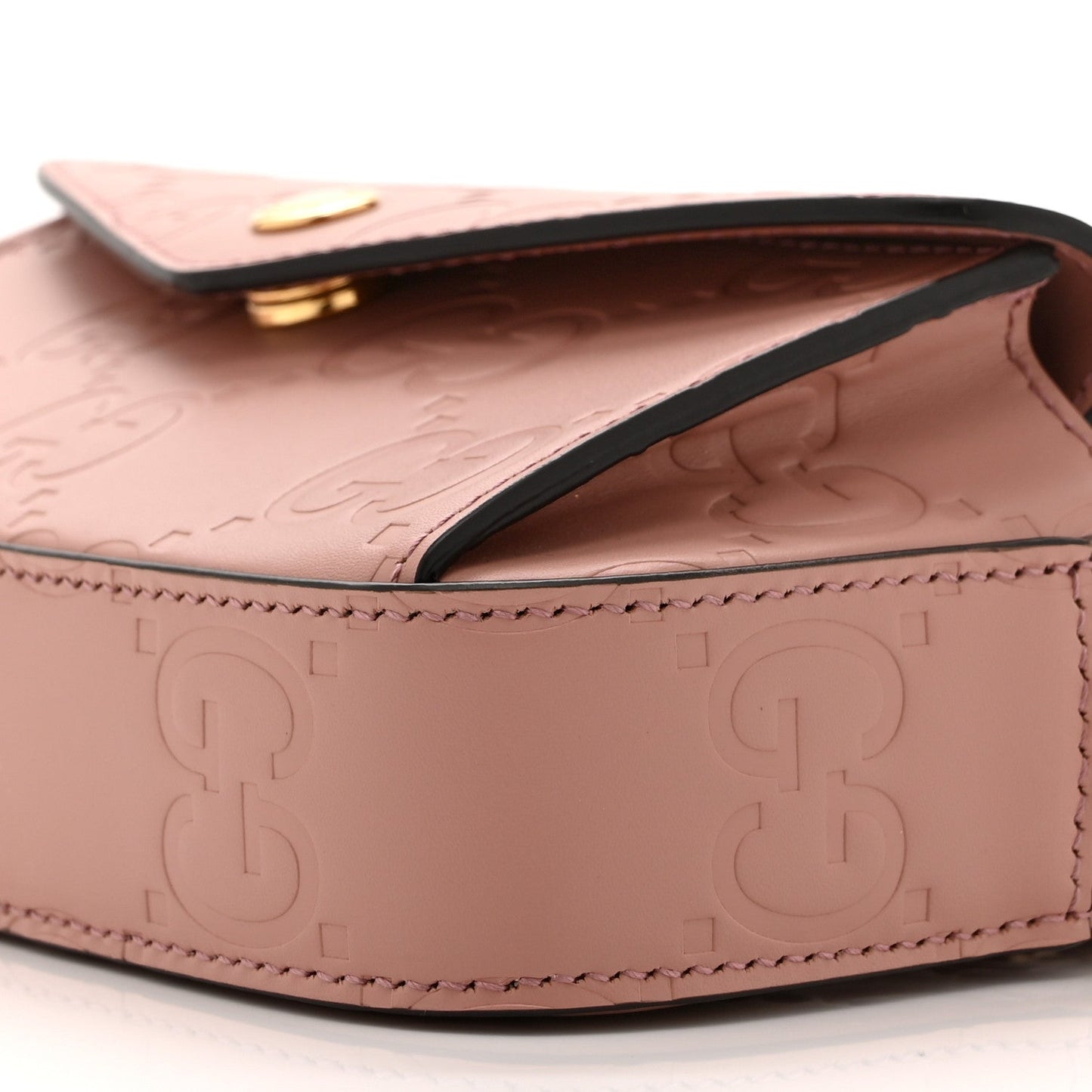 Calfskin GG Super Mini Debossed Chain Wallet Dust Carmine