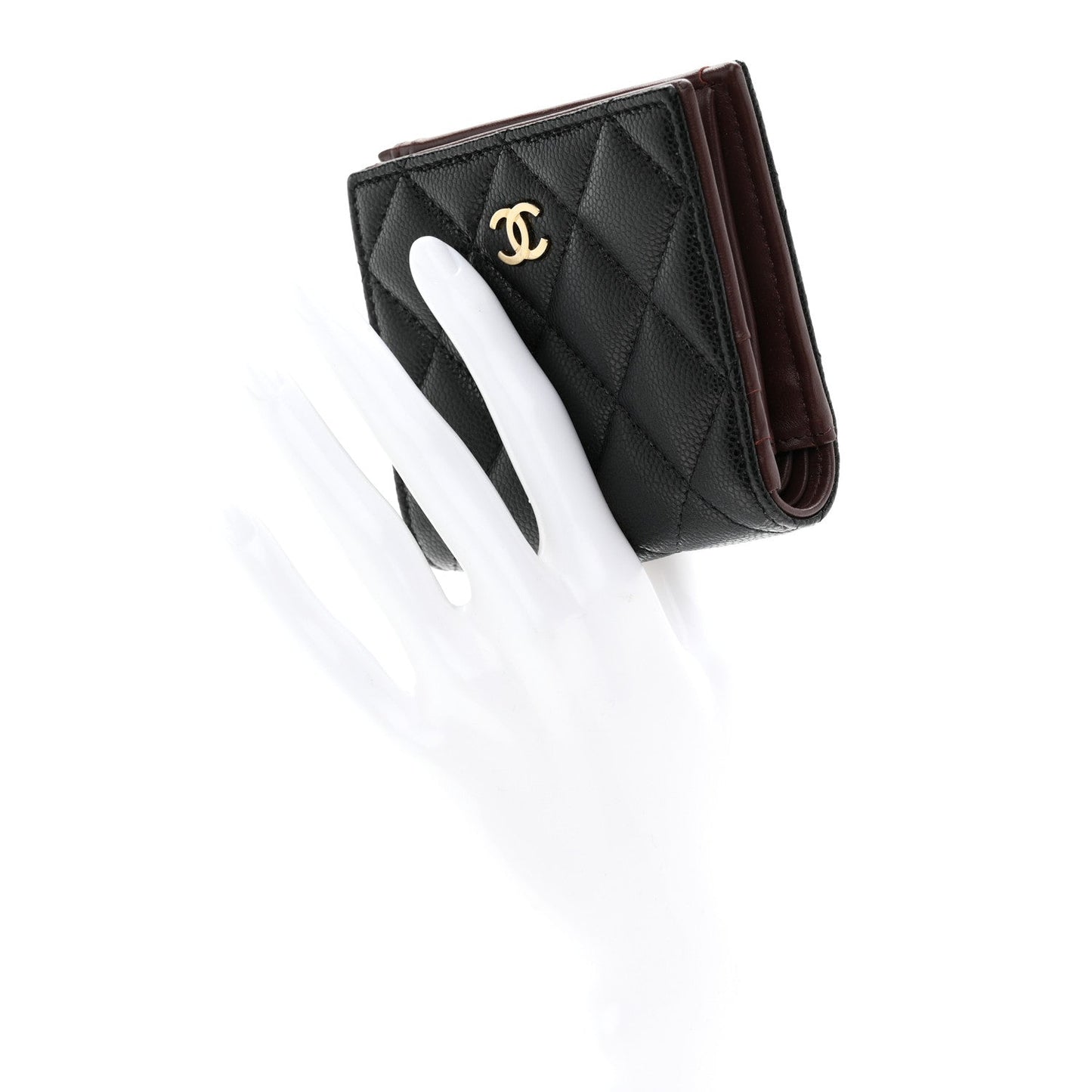 Caviar Quilted Compact Bifold Wallet Black