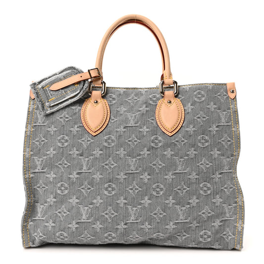 Monogram Denim Onthego MM Washed Gray