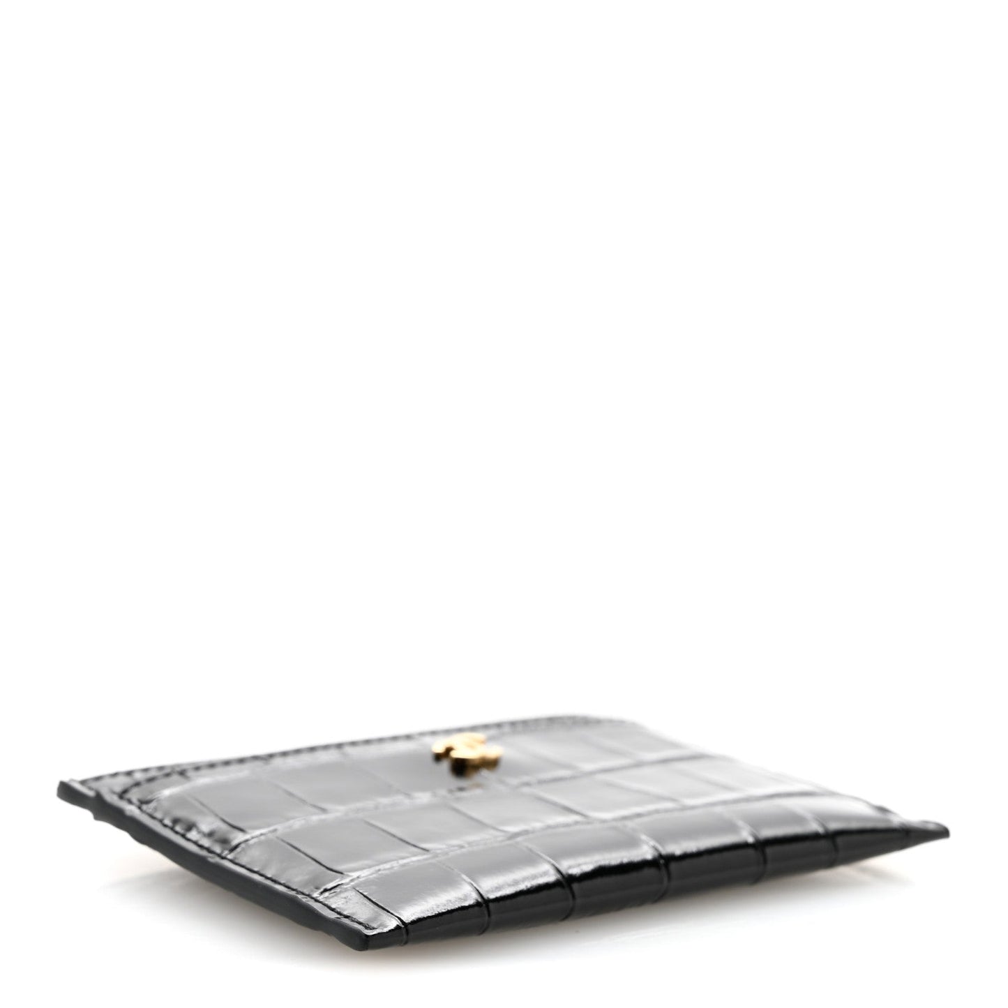 Calfskin Crocodile Embossed Crococo Card Holder Black