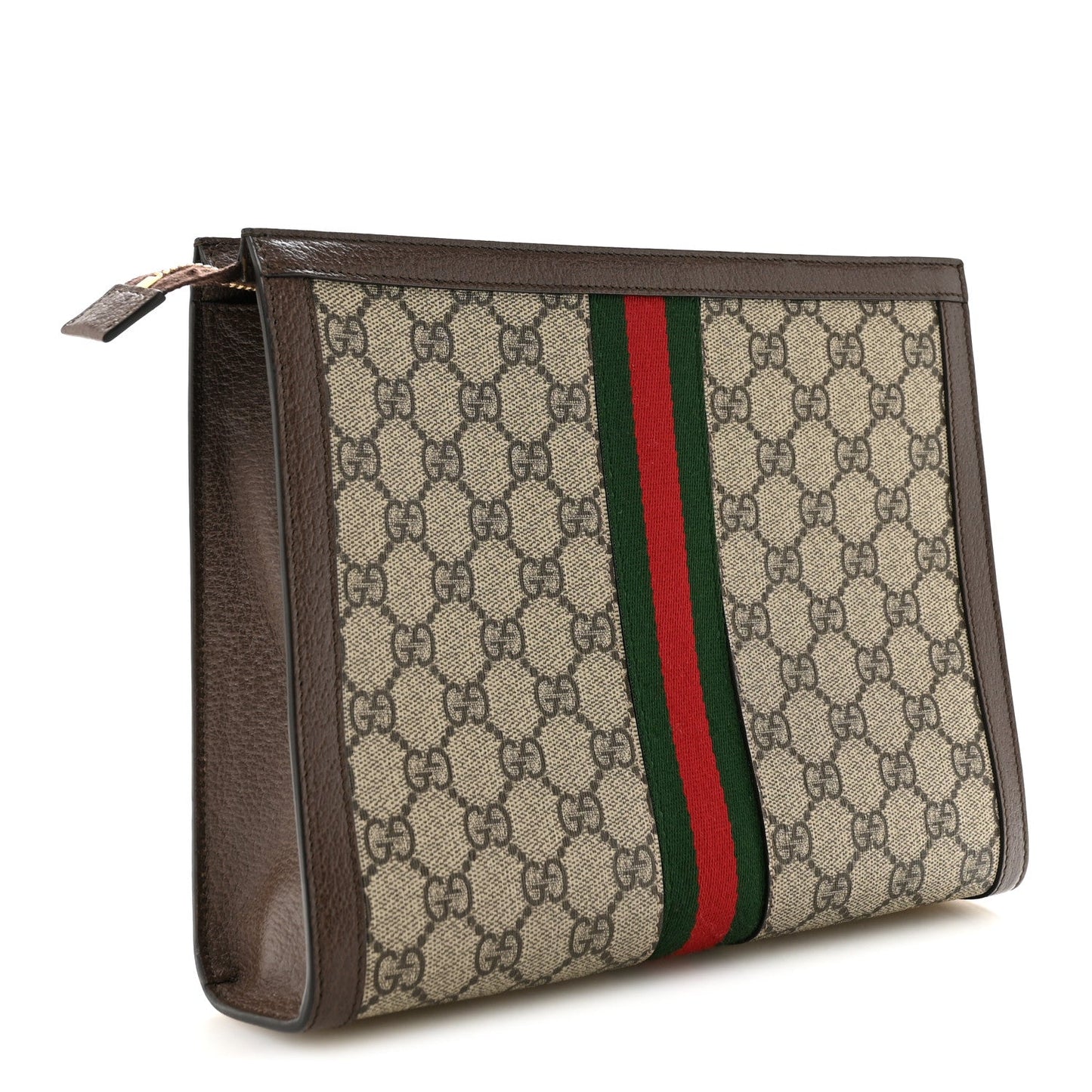 GG Supreme Monogram Web Ophidia Pouch Brown