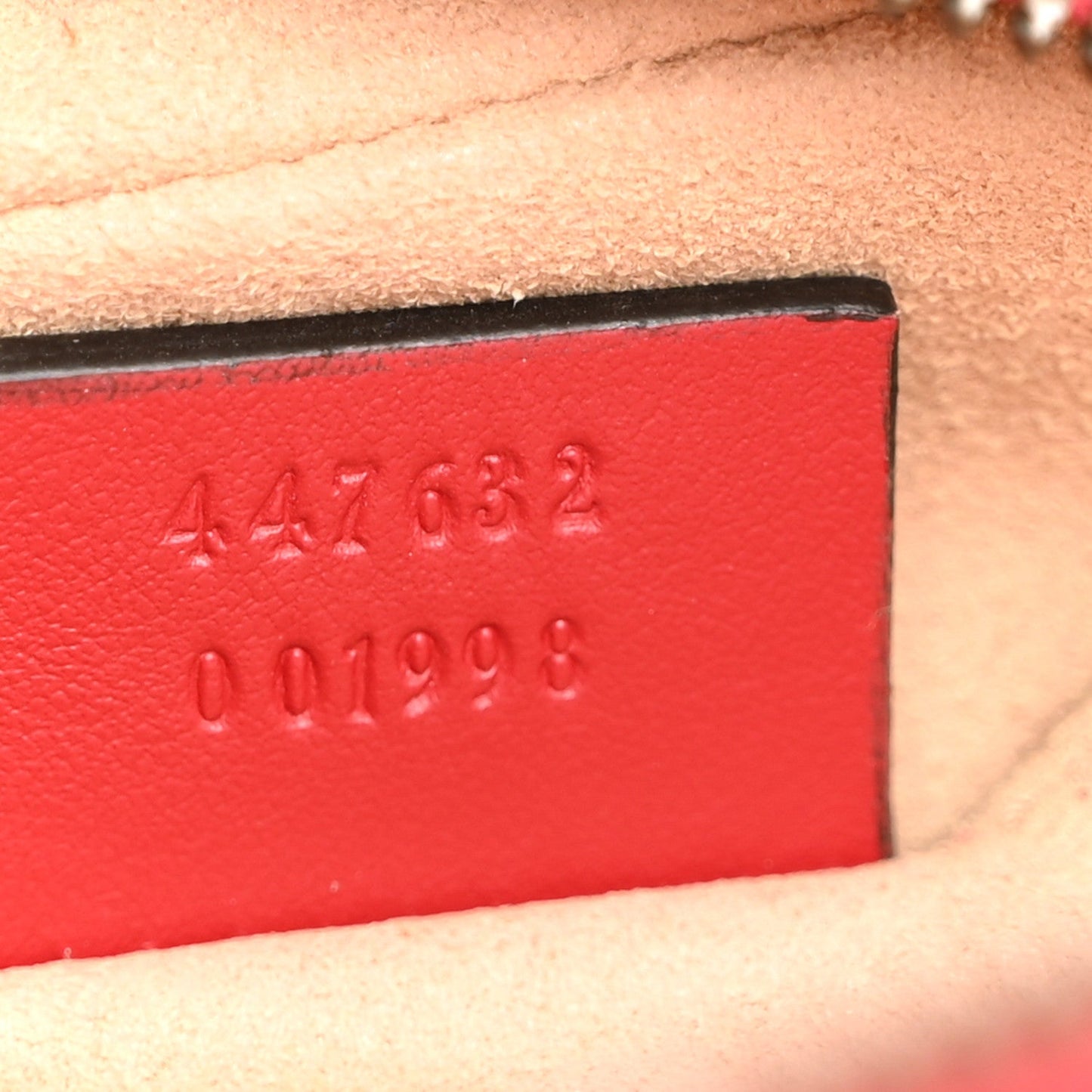 Calfskin Matelasse Small GG Marmont Chain Shoulder Bag Hibiscus Red
