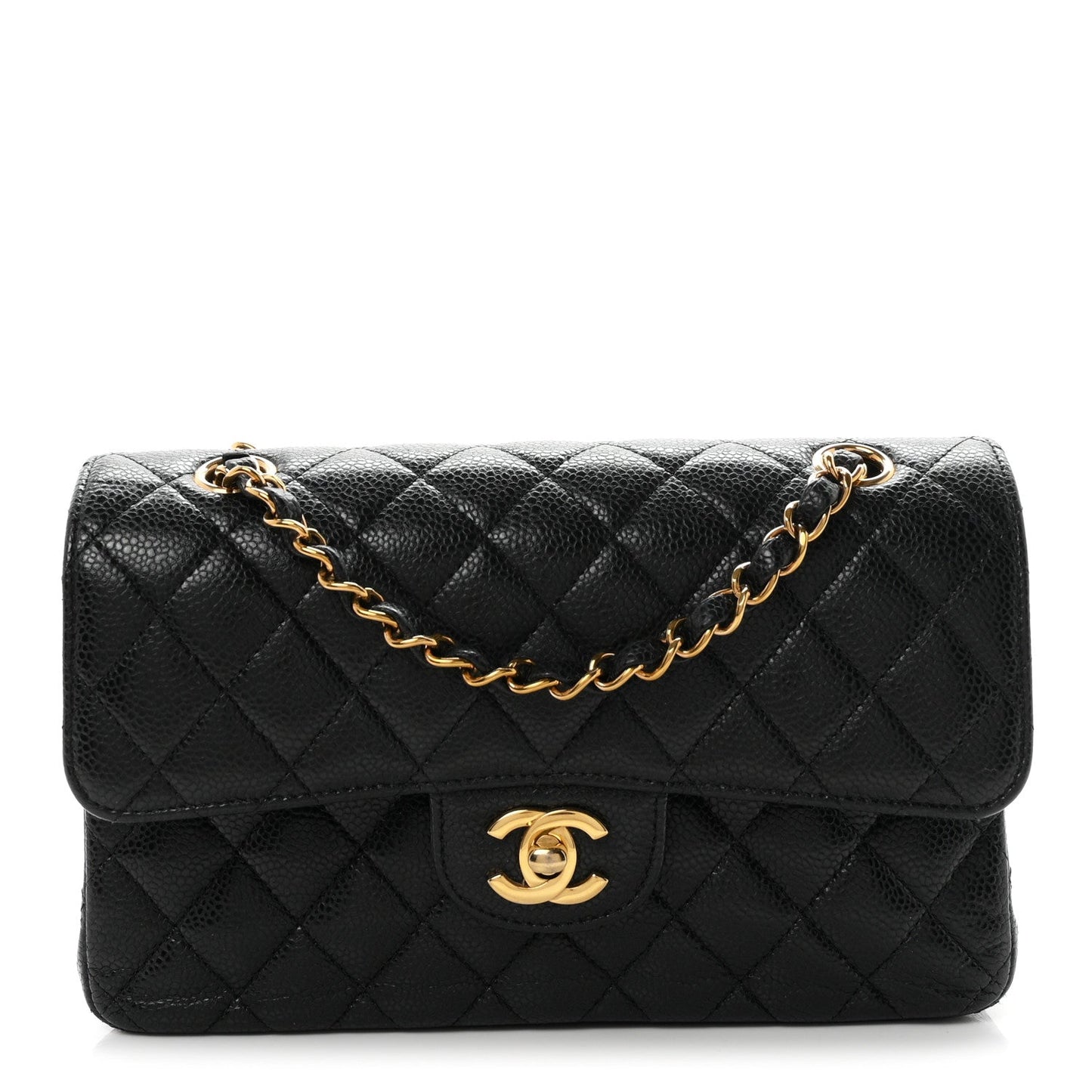 Caviar Quilted Small Double Flap Black