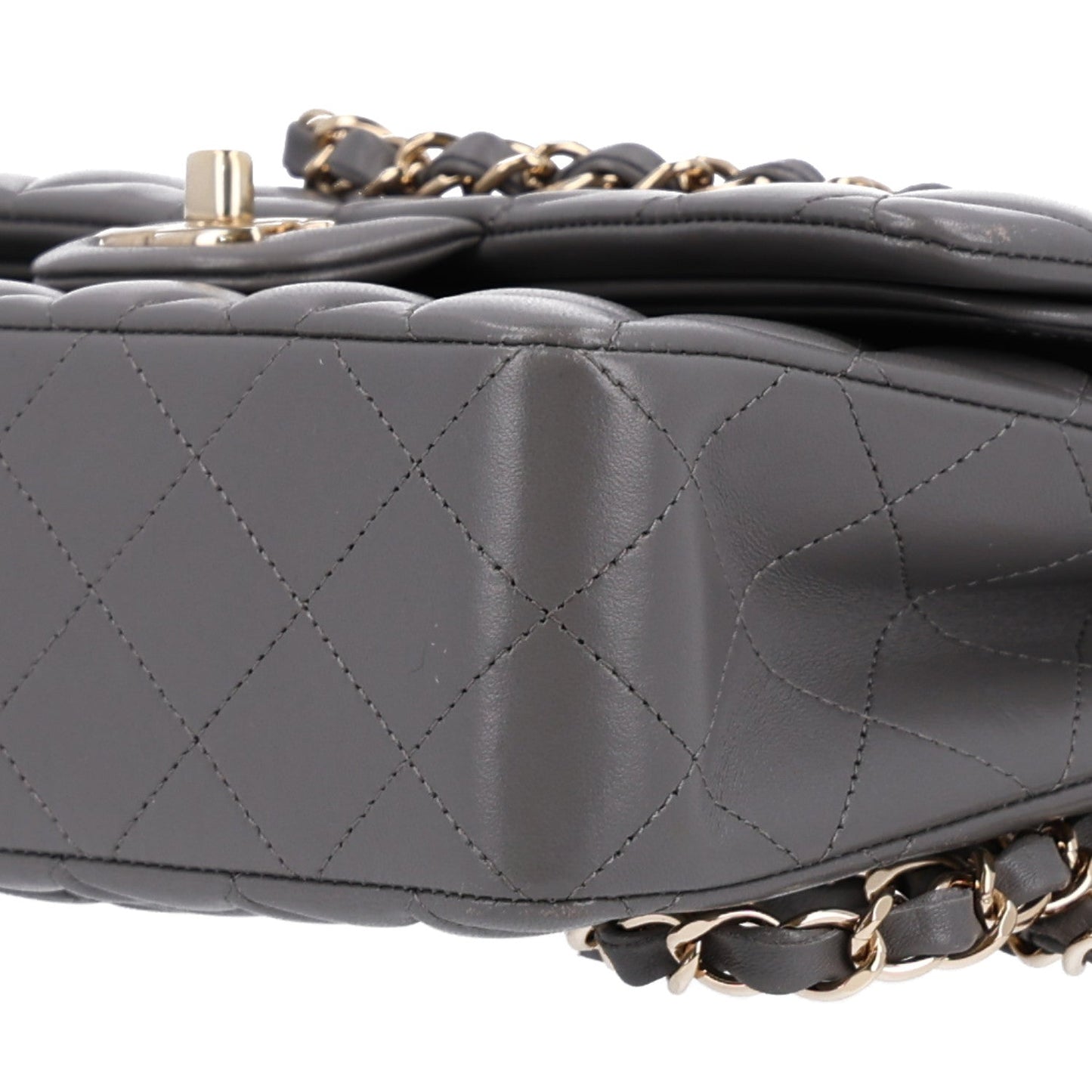 Lambskin Quilted Small Double Flap Grey