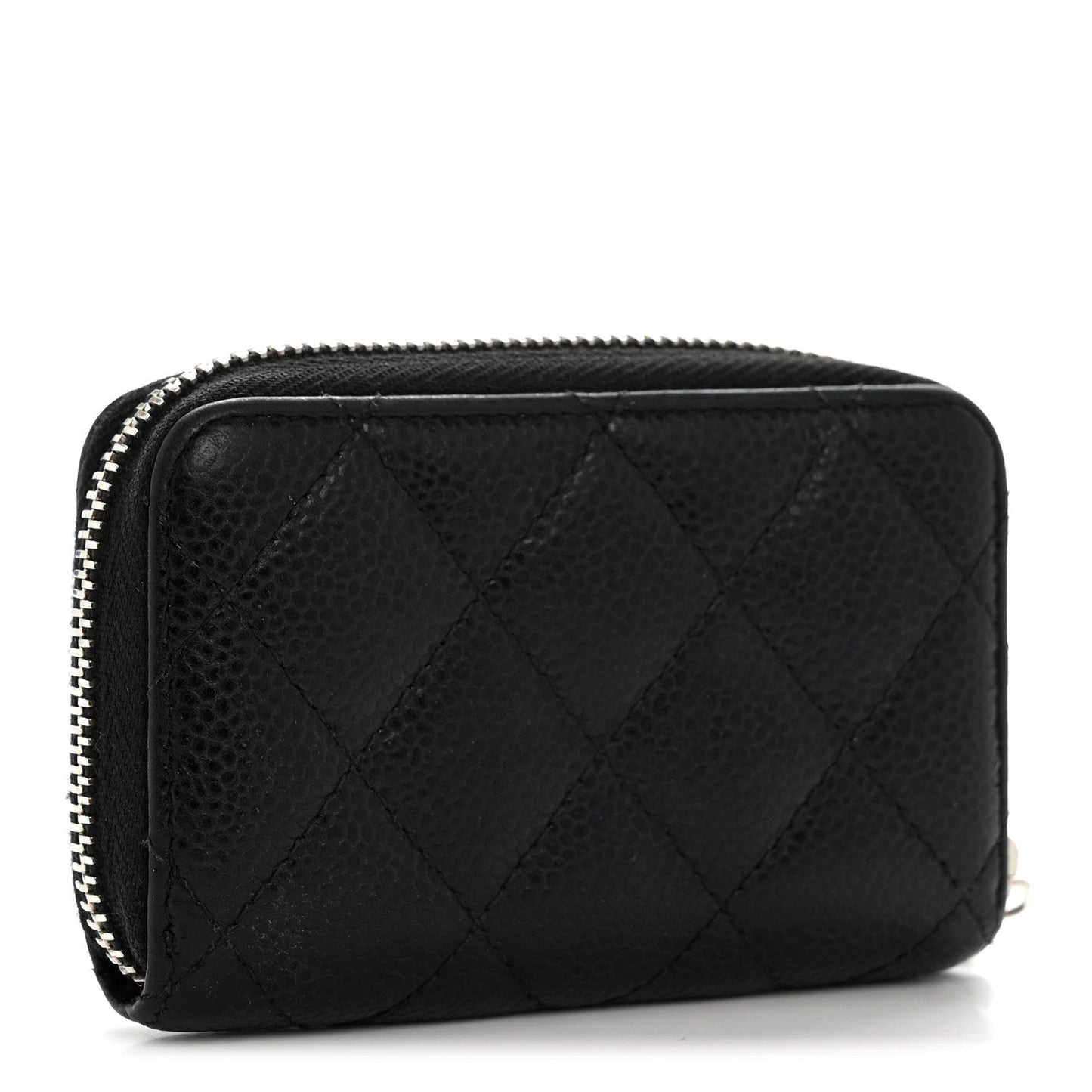 Caviar Quilted Zip Coin Purse Black Black