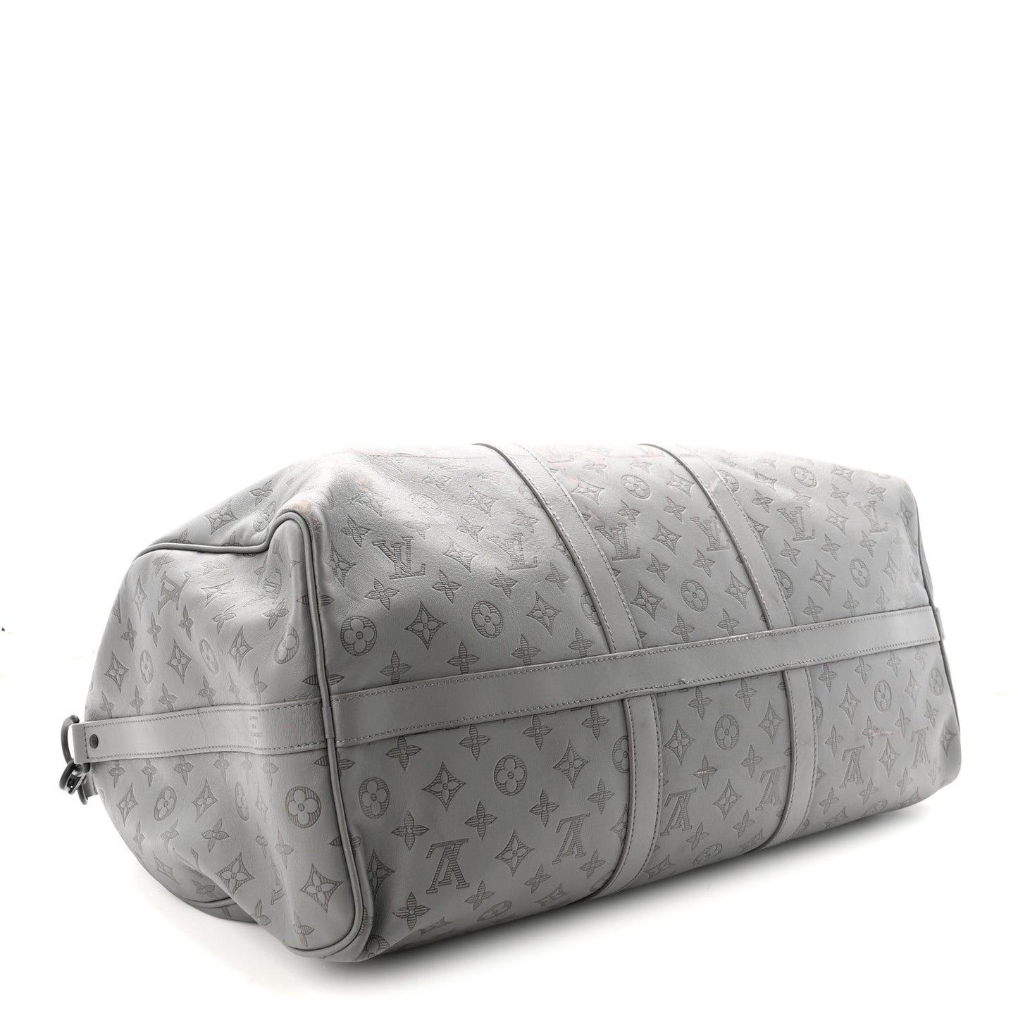 Calfskin Monogram Shadow Keepall Bandouliere 50 Anthracite Gray