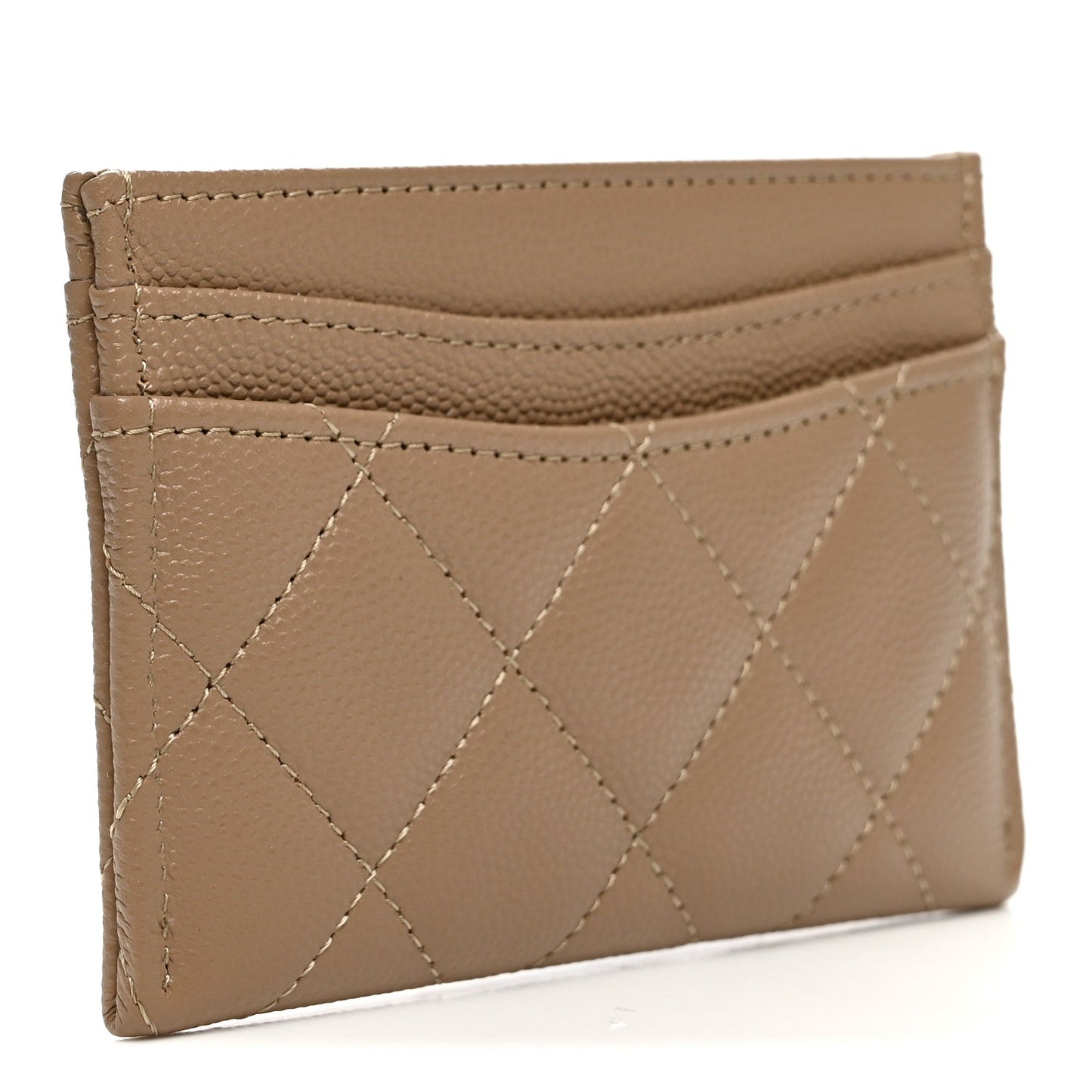 Caviar Quilted Card Holder Brown