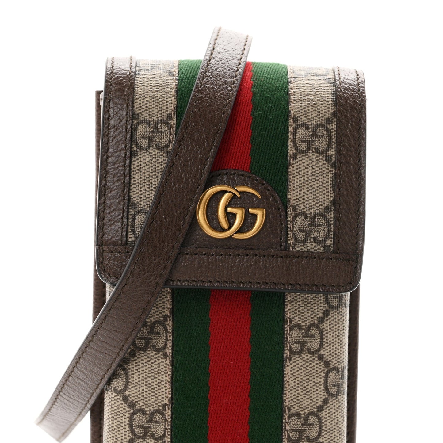 GG Supreme Monogram Web Ophidia Phone Crossbody Bag Beige New Acero