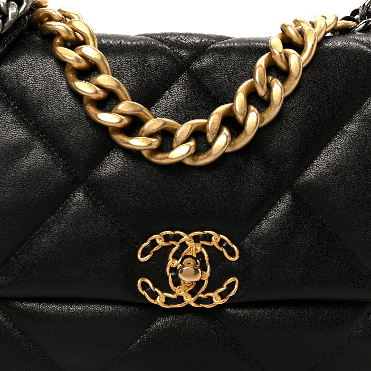 Goatskin Quilted Large Chanel 19 Flap Black