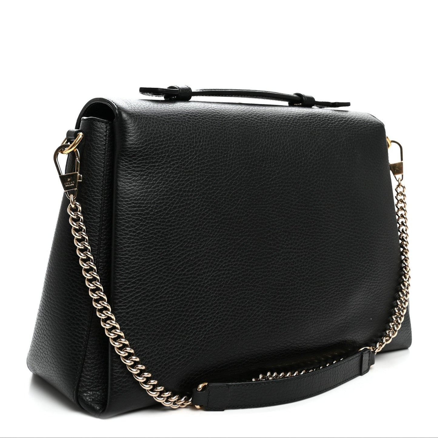 Dollar Calfskin Medium Interlocking G Top Handle Shoulder Bag Black