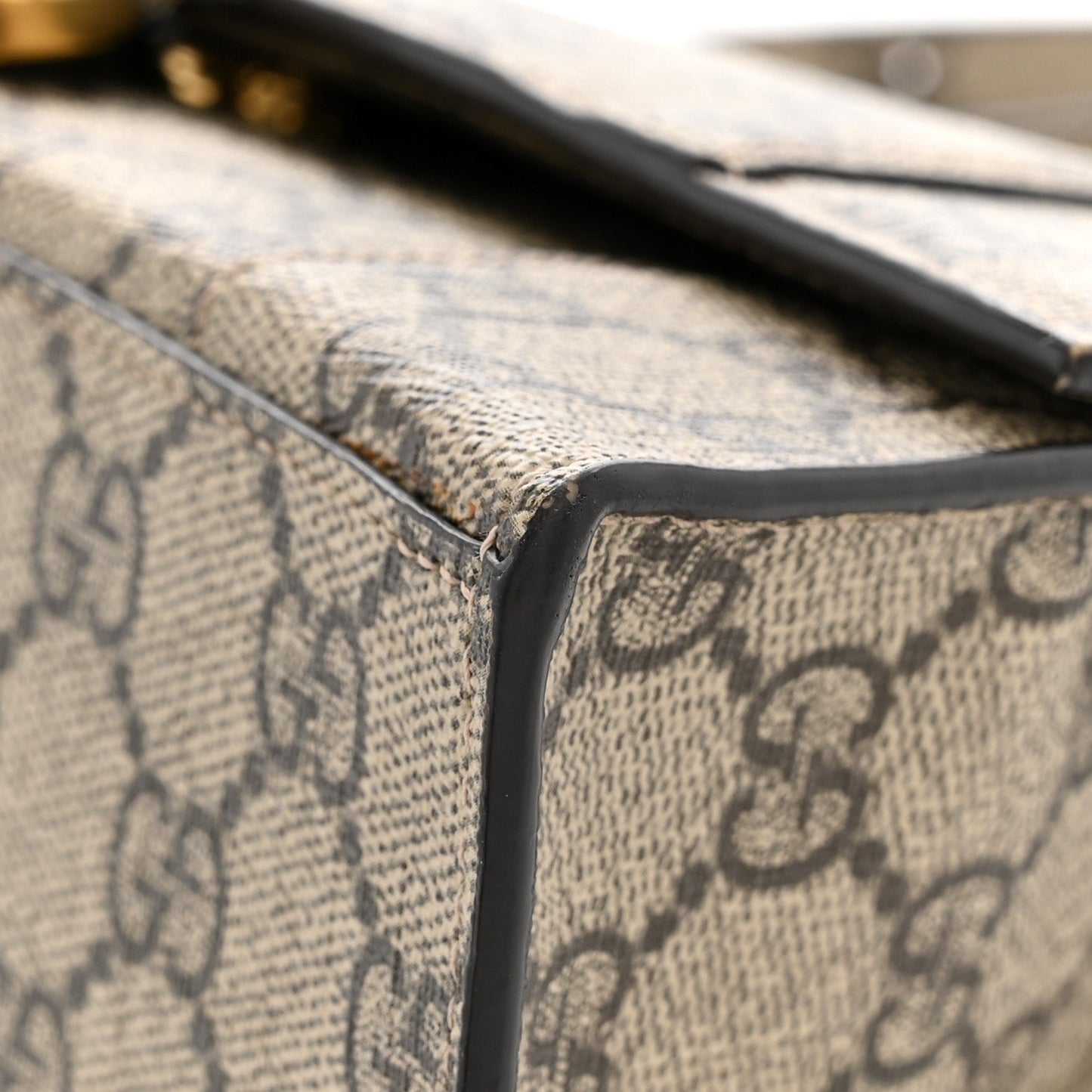 X GUCCI GG Supreme Monogram Small Hourglass Top Handle Bag Beige Ebony