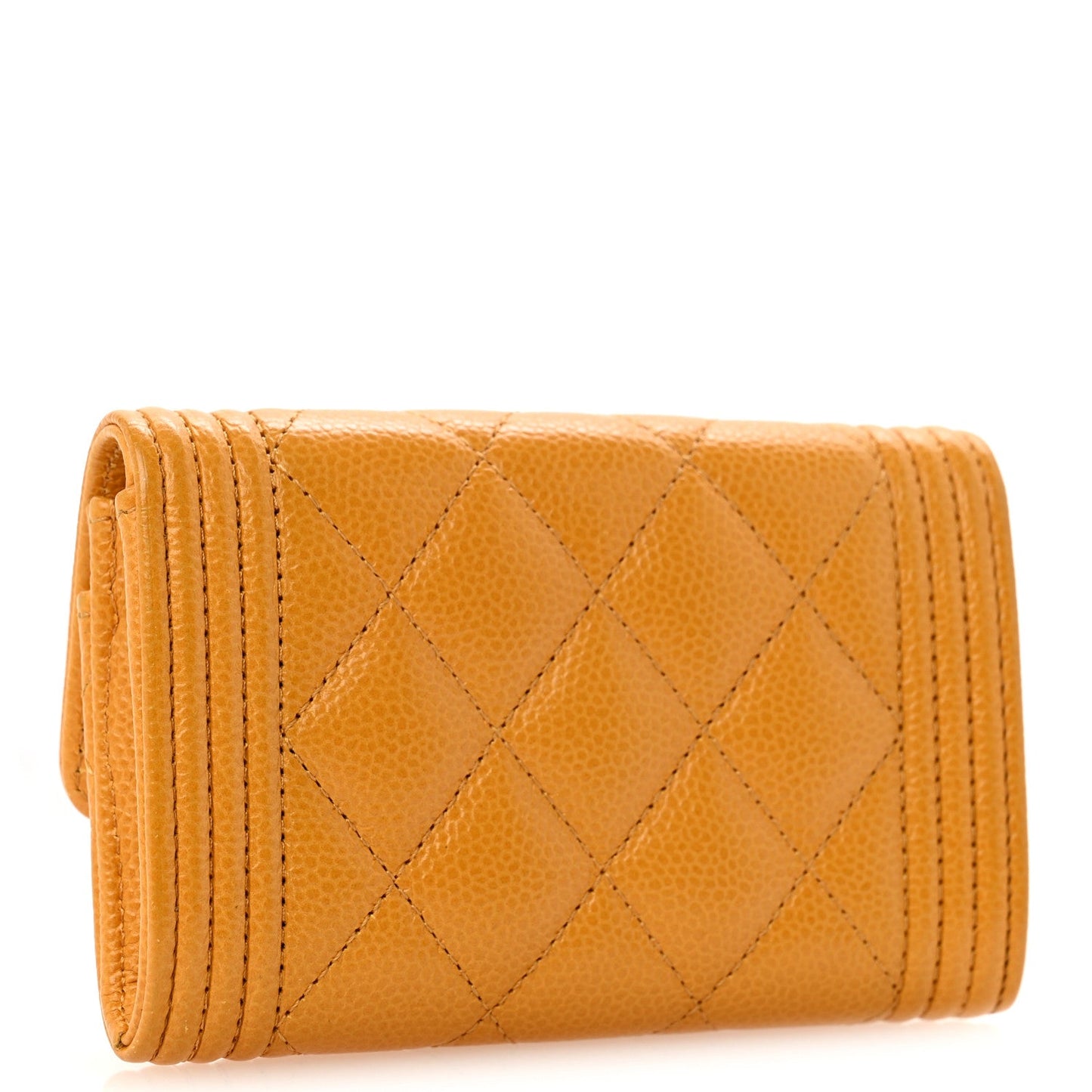 Caviar Quilted Boy Flap Card Holder Yellow