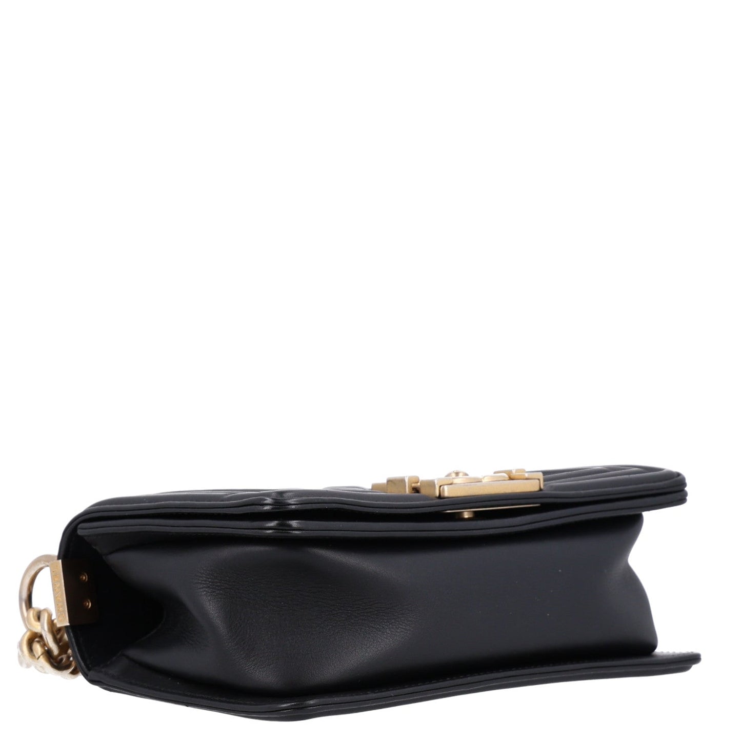 Lambskin Quilted Small Boy Flap Black
