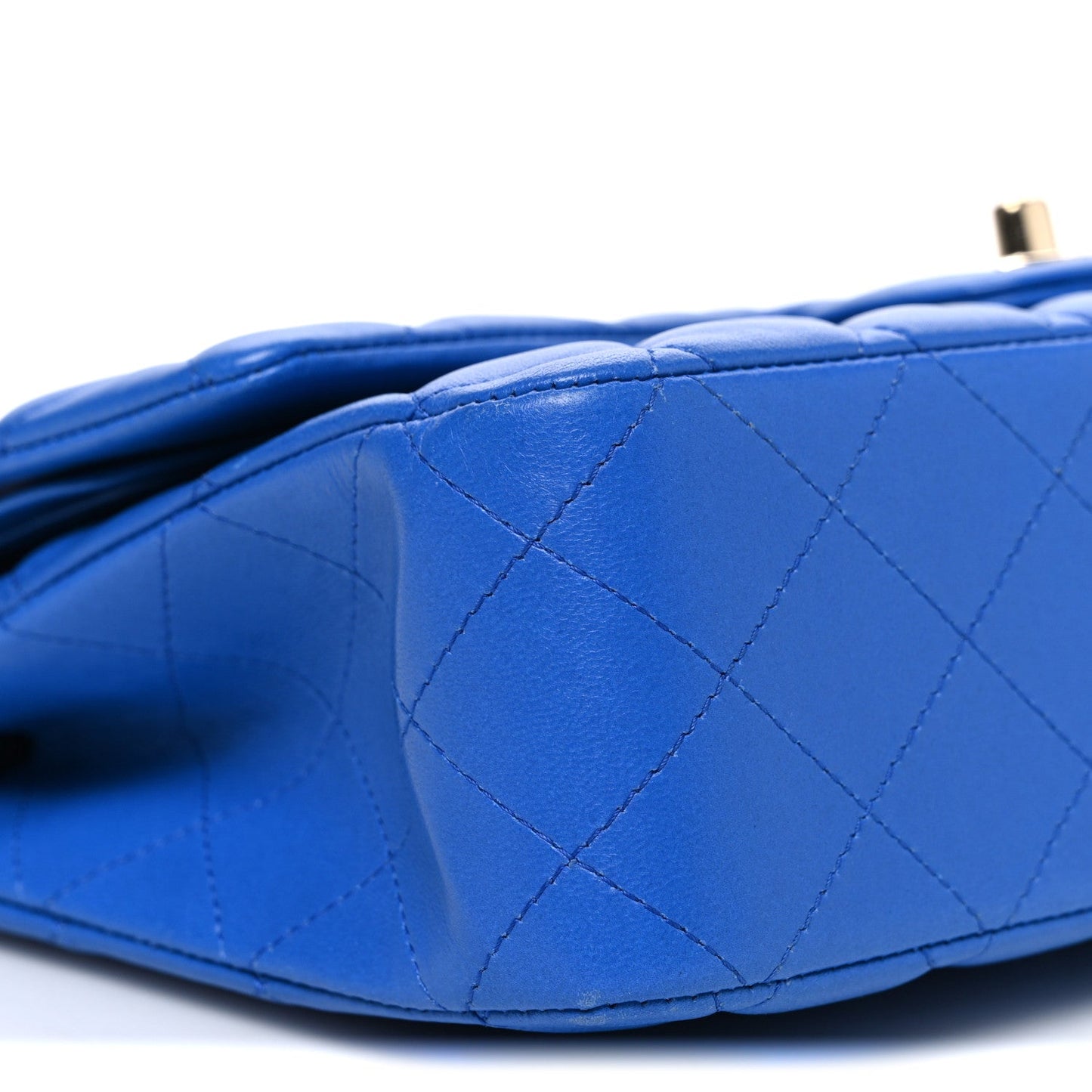 Lambskin Quilted Medium Double Flap Blue