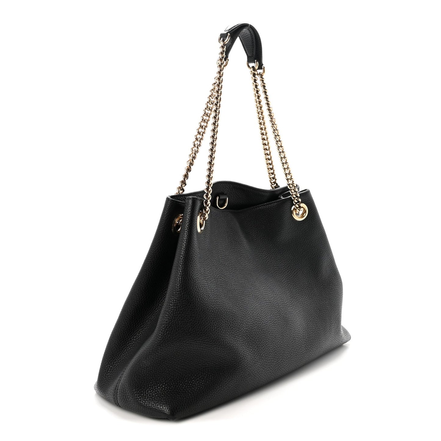 Pebbled Calfskin Medium Soho Chain Shoulder Bag Black