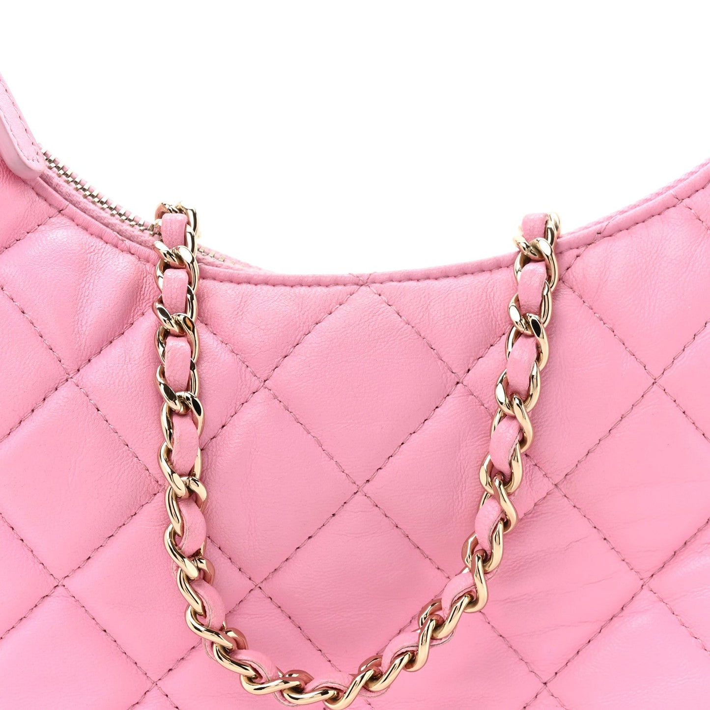 Lambskin Quilted Small Hobo Bag Pink