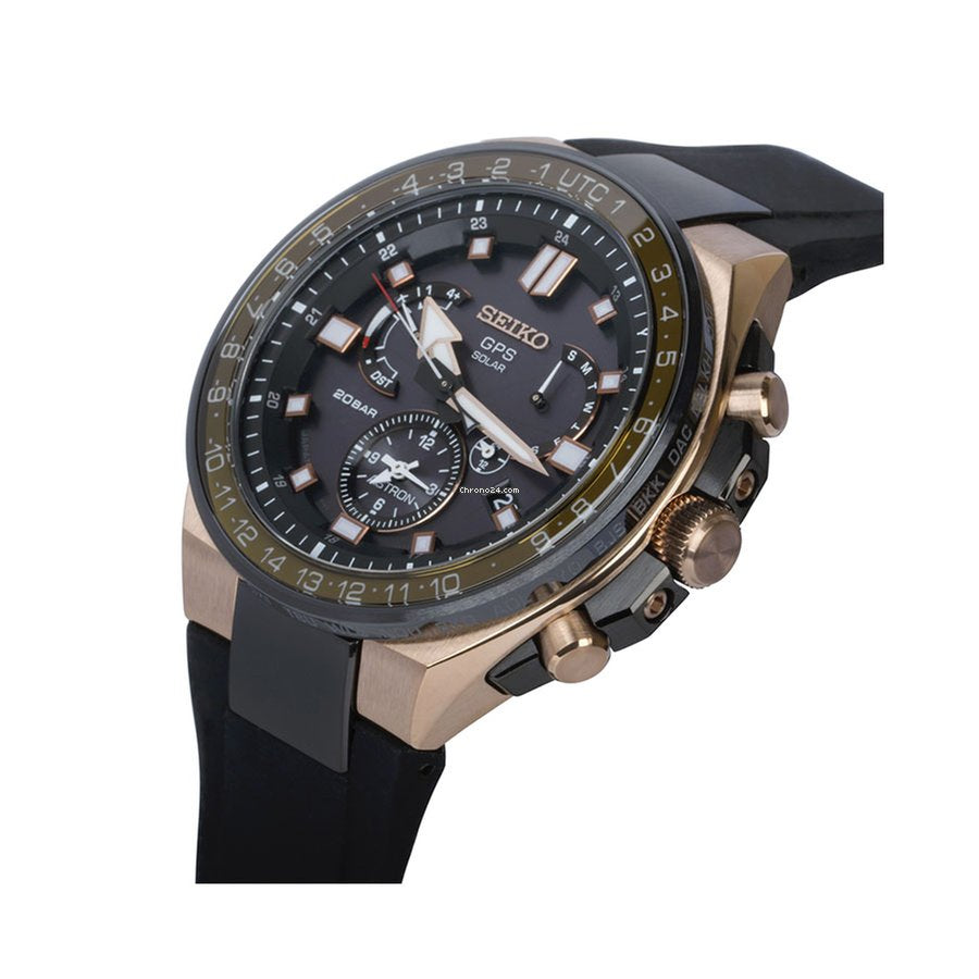 Seiko Men's SSE170J1 Astron GPS Solar  Black Dial Watch