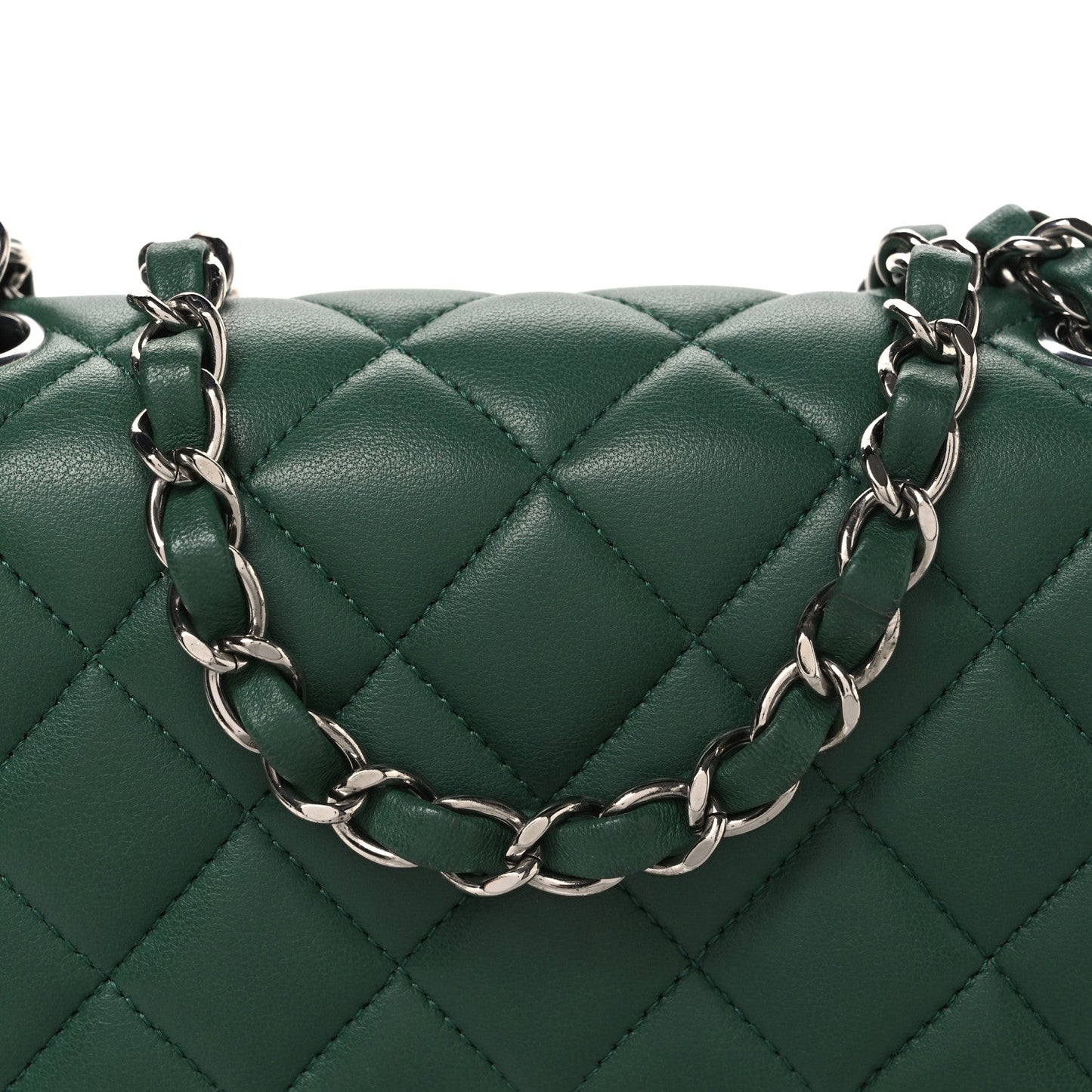 Lambskin Quilted Mini Square Flap Green