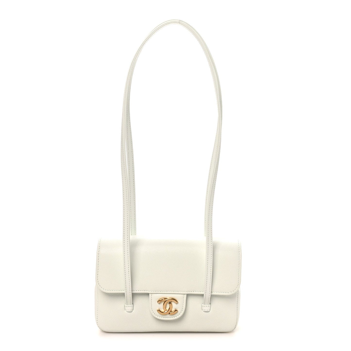Shiny Caviar Mini Preppy Coco Shoulder Bag Light Blue