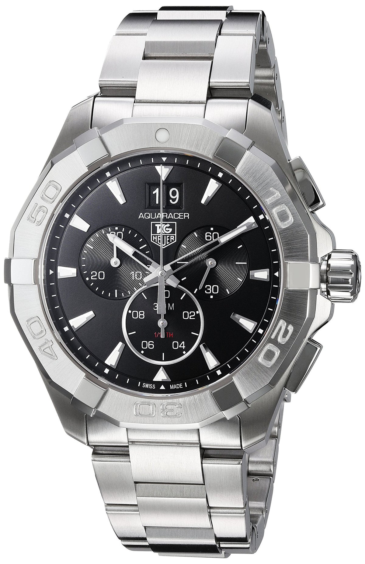 Tag Heuer Aquaracer Chronograph Black Dial Silver Steel Strap Watch for Men - CAY1110.BA0927