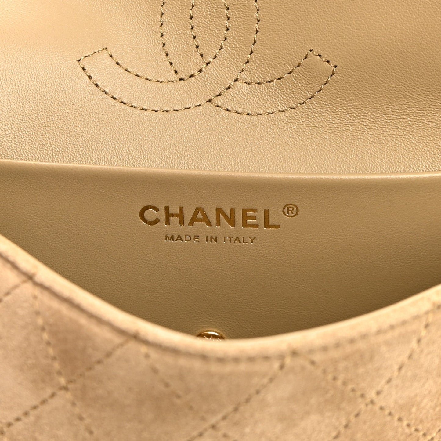 Suede Calfskin Mini Souplissimo Flap Dark Beige