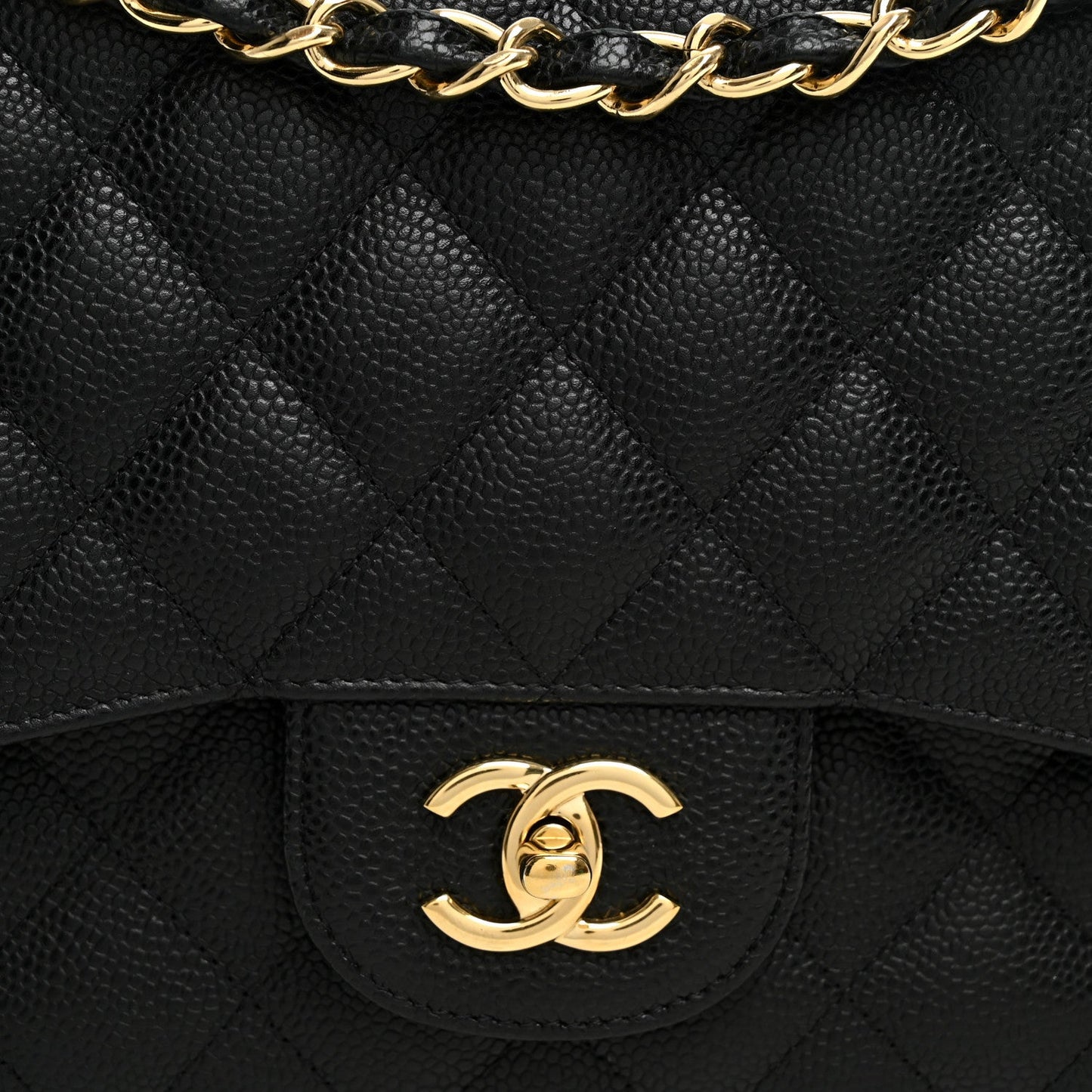 Caviar Quilted Jumbo Double Flap Black