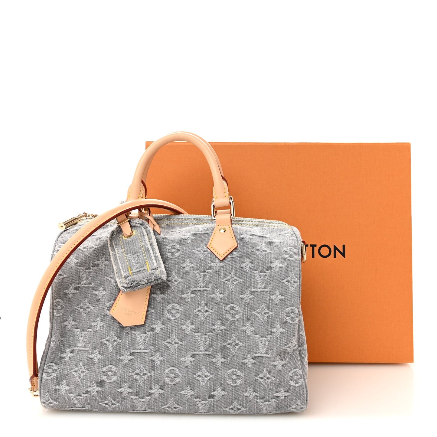 Monogram Denim Speedy Soft 30 Washed Gray