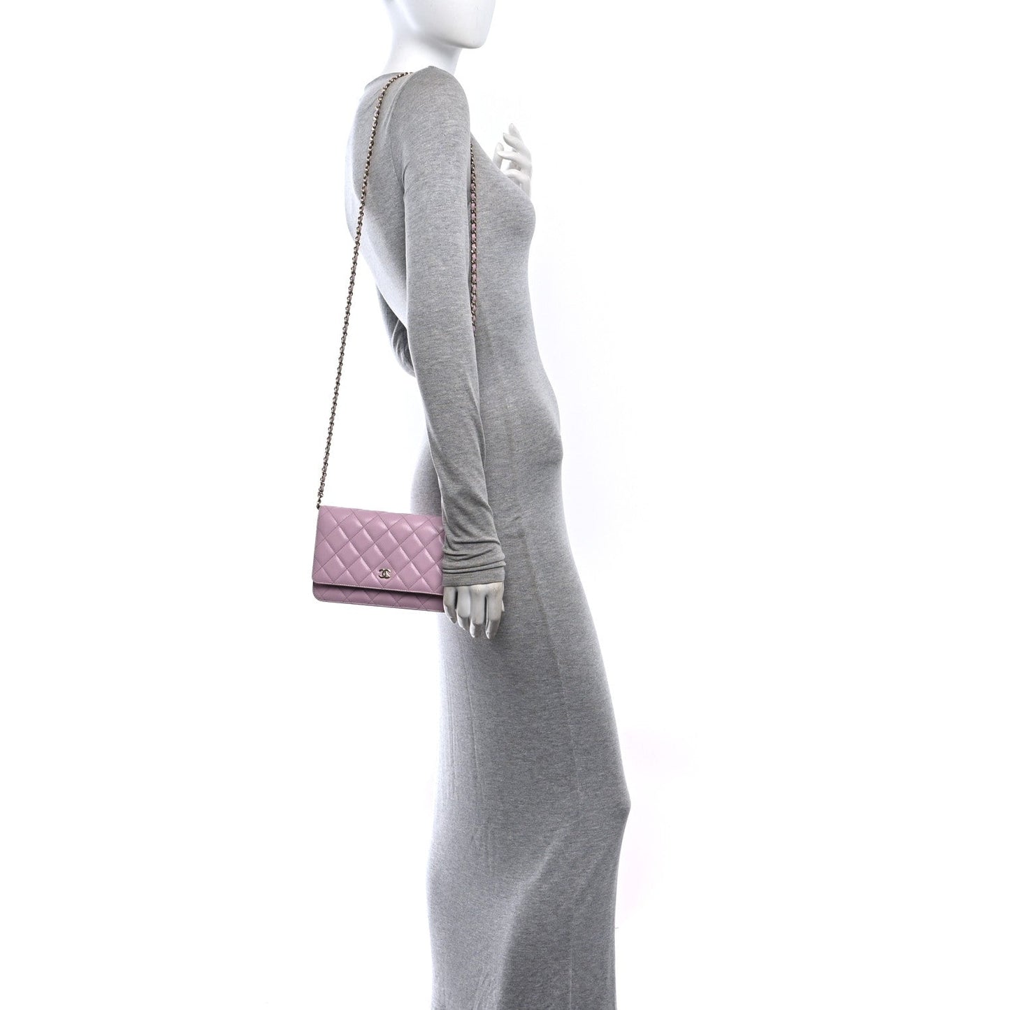 Caviar Quilted Wallet on Chain WOC Light Pink