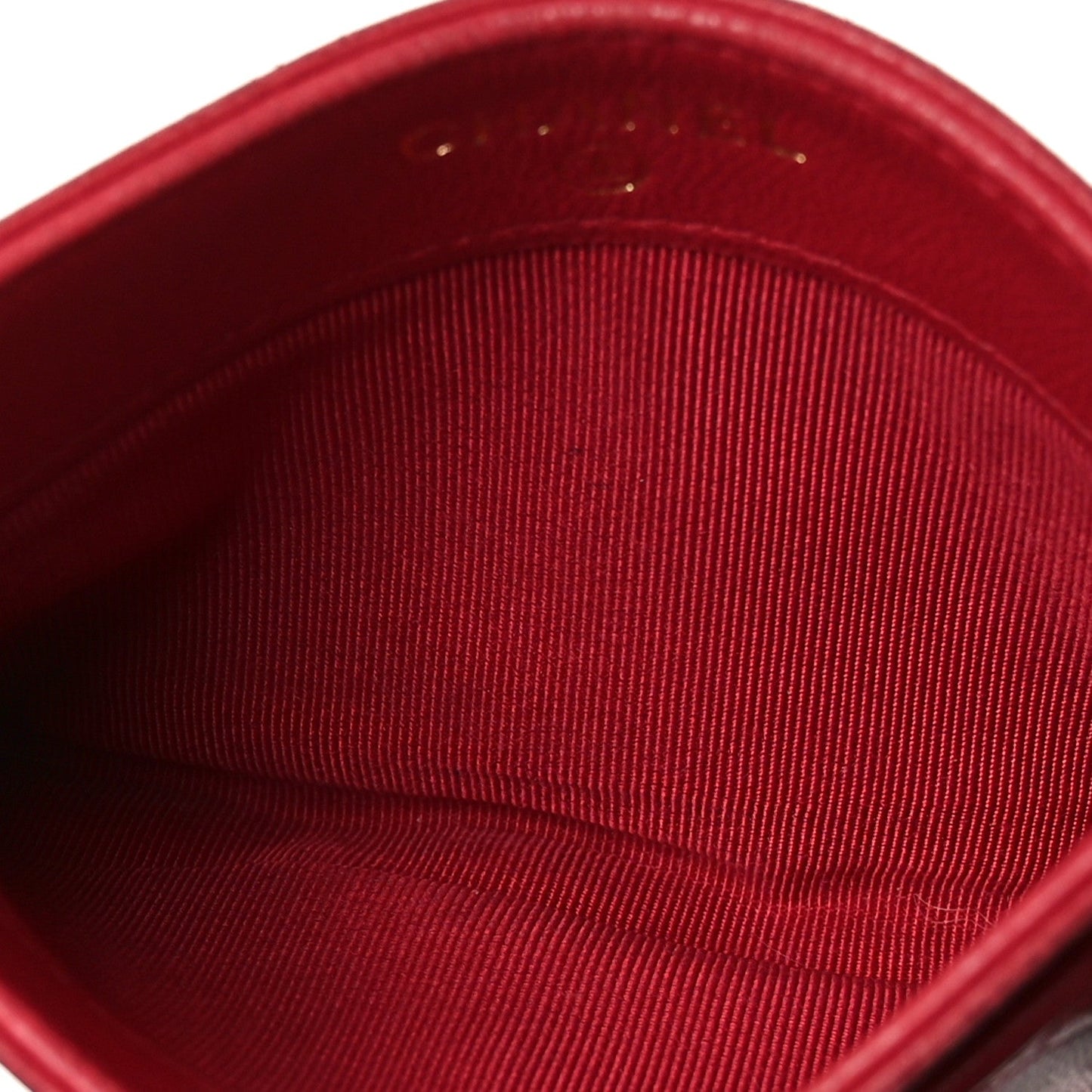 Lambskin Quilted Card Holder Red