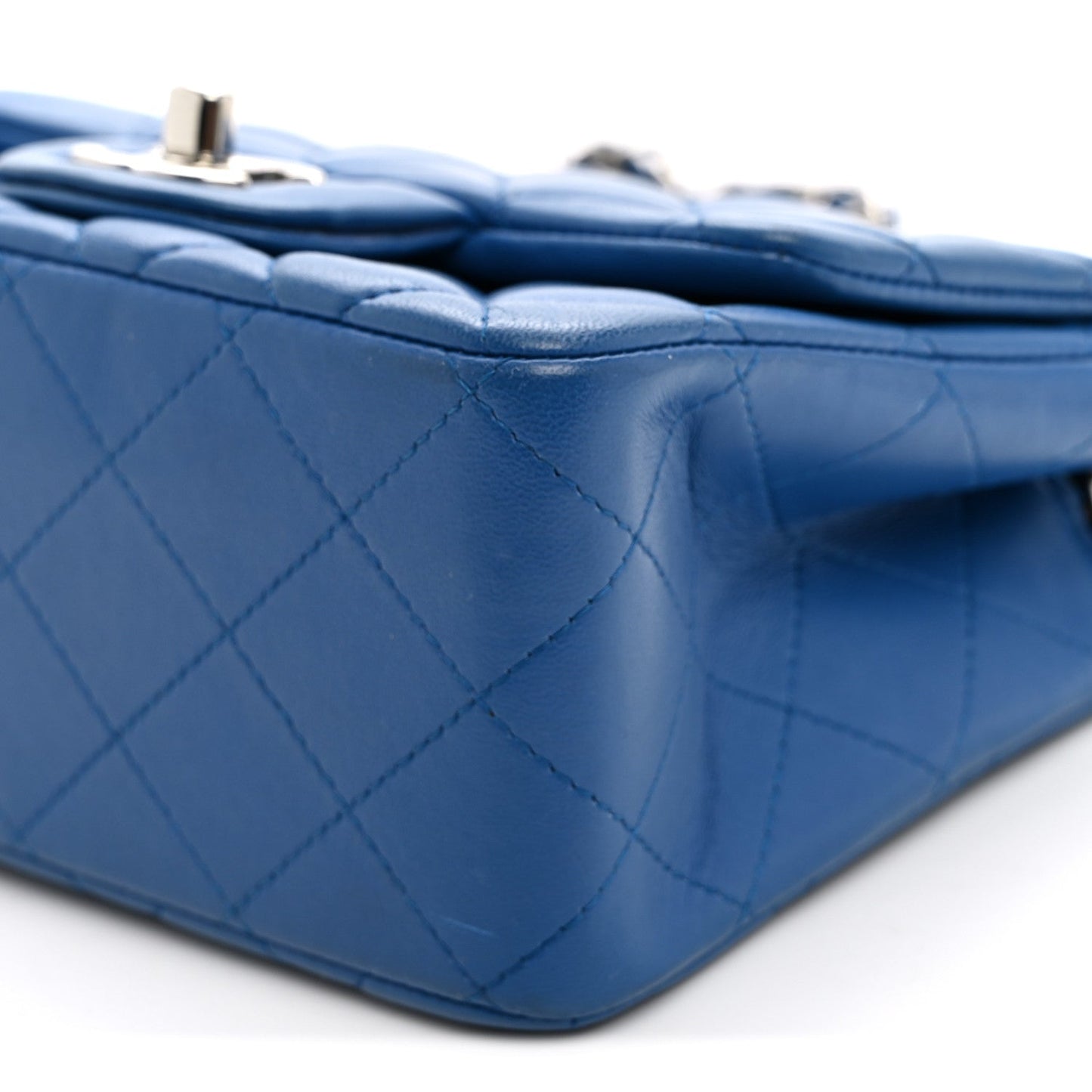 Lambskin Quilted Mini Square Flap Blue