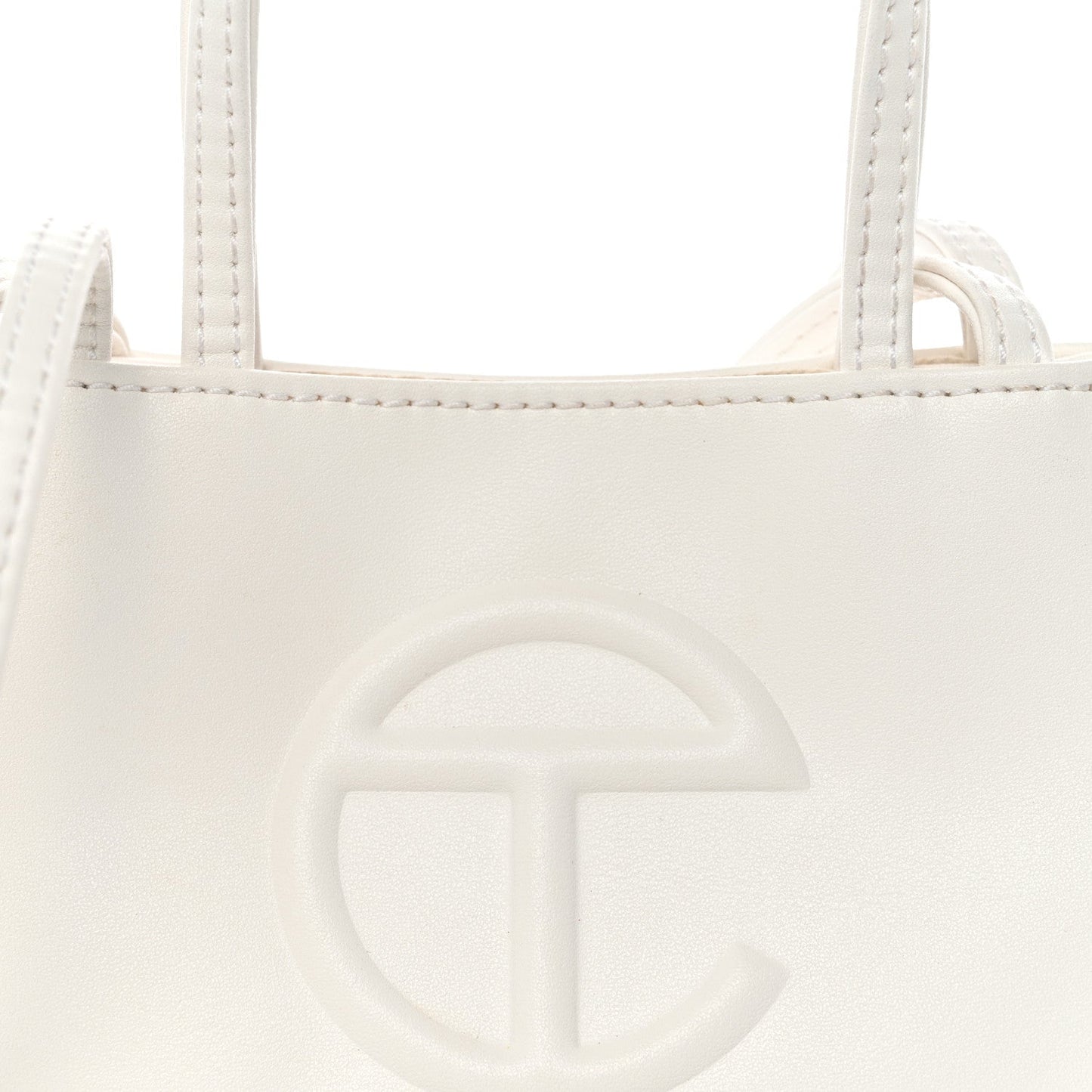 Vegan Leather Small Shopping Bag White