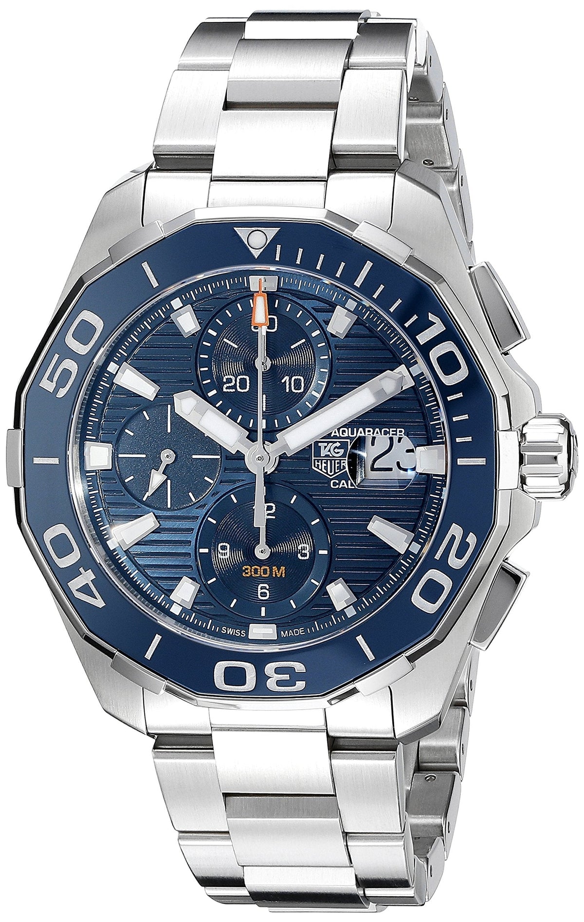 Tag Heuer Aquaracer Calibre 16 43mm Blue Dial Silver Steel Strap Watch for Men - CAY211B.BA0927