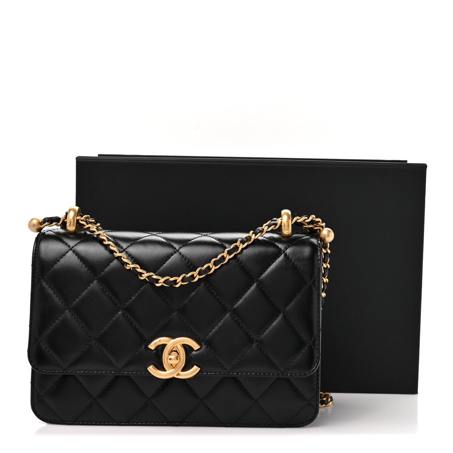 Calfskin Quilted Perfect Fit Flap Black